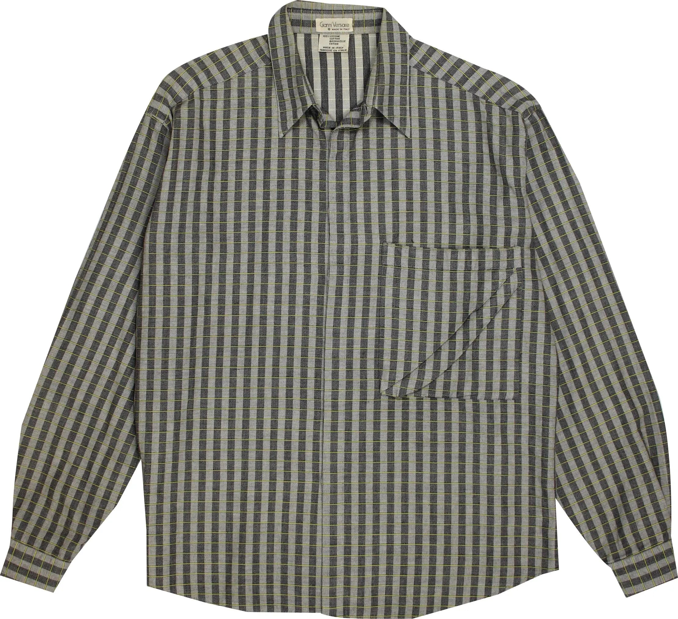 Versace - Grey Striped Shirt by Gianni Versace- ThriftTale.com - Vintage and second handclothing