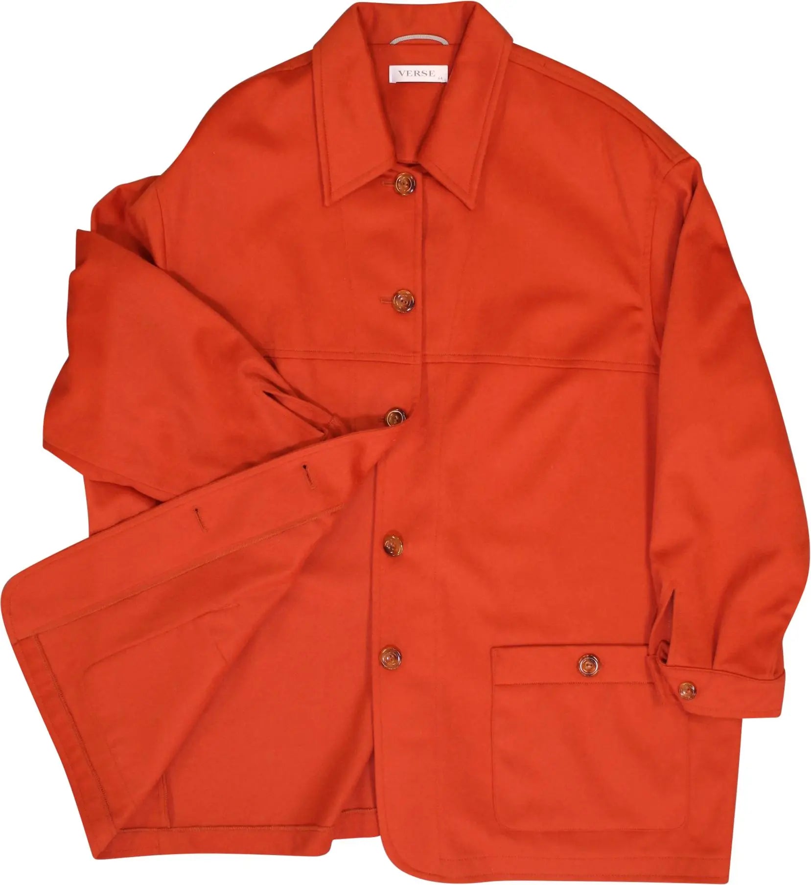 Verse - Orange Wool Blend Coat with Shoulder Pads- ThriftTale.com - Vintage and second handclothing