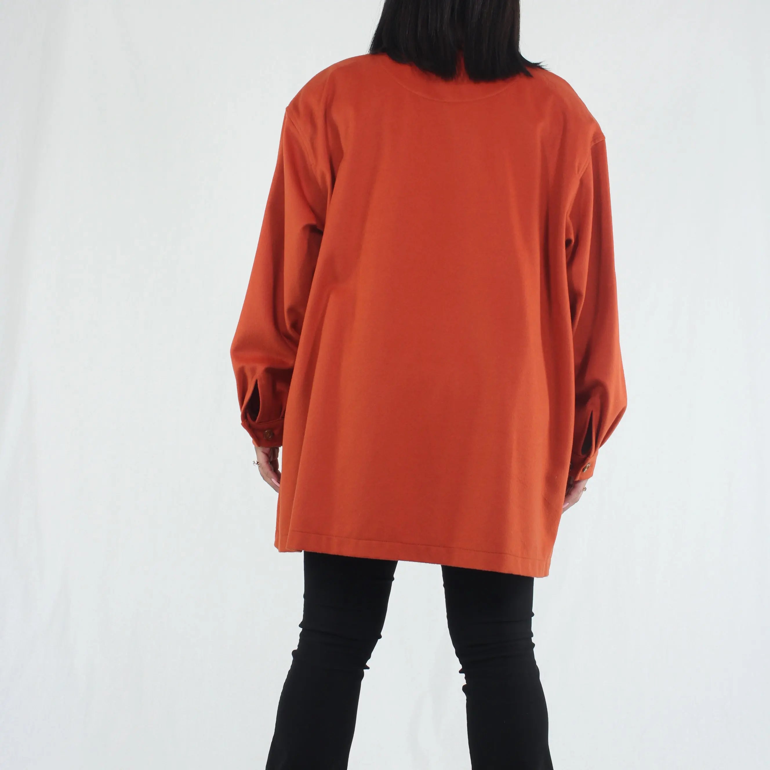 Verse - Orange Wool Blend Coat with Shoulder Pads- ThriftTale.com - Vintage and second handclothing
