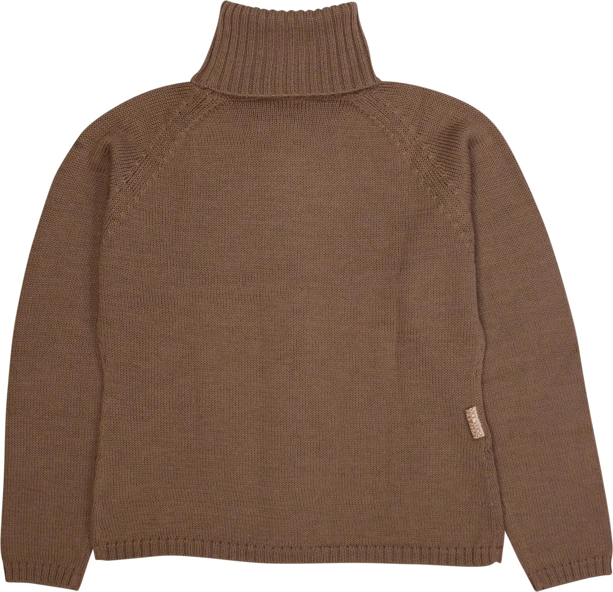 Vice Versa - Wool Blend Brown Knitted Turtleneck Jumper- ThriftTale.com - Vintage and second handclothing