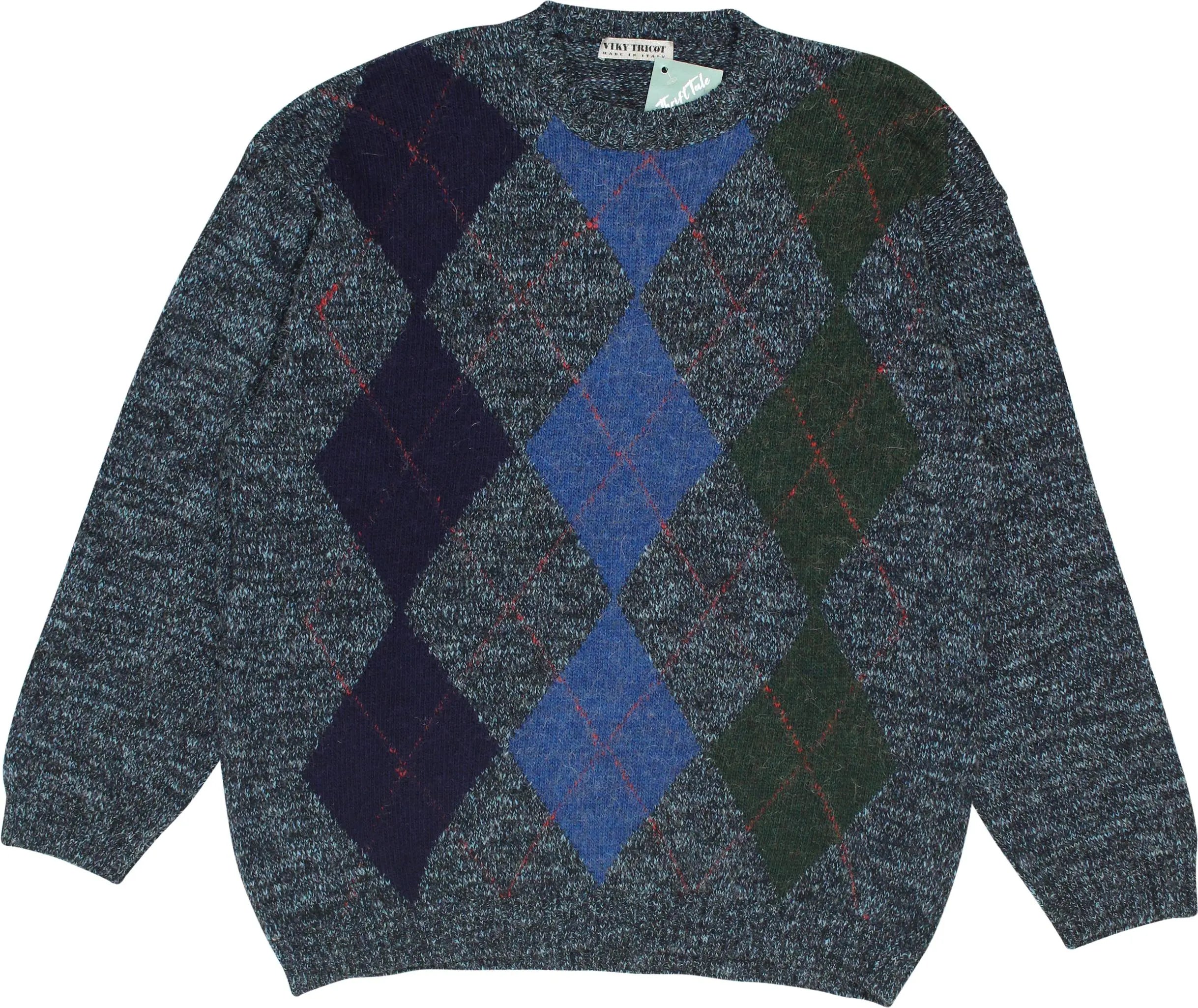 Viky Tricot - Wool Blend Argyle Jumper- ThriftTale.com - Vintage and second handclothing