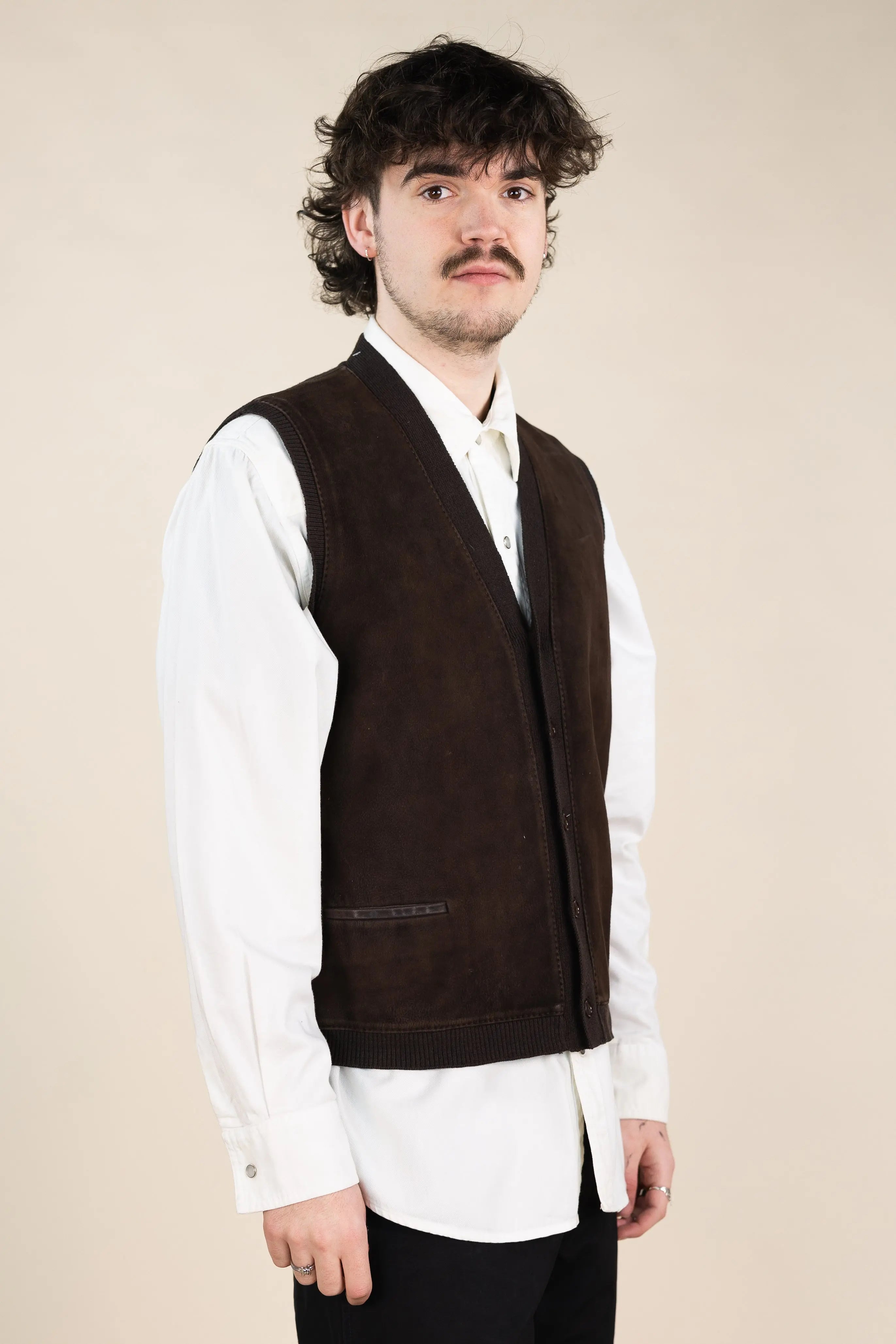 Villydaim - Leather Vest- ThriftTale.com - Vintage and second handclothing