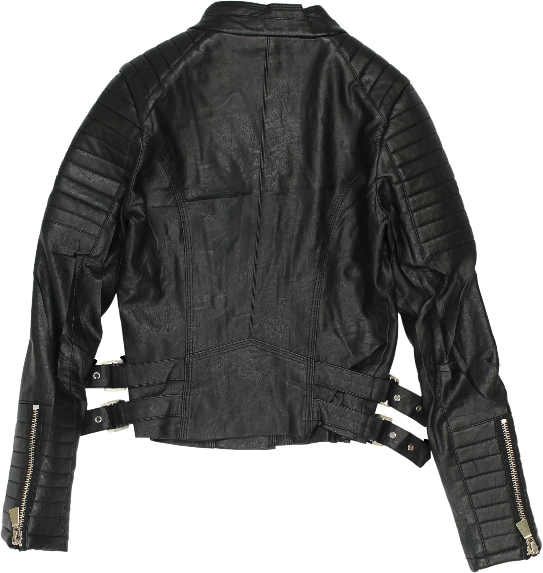 Voyelles - Leather Biker Jacket- ThriftTale.com - Vintage and second handclothing