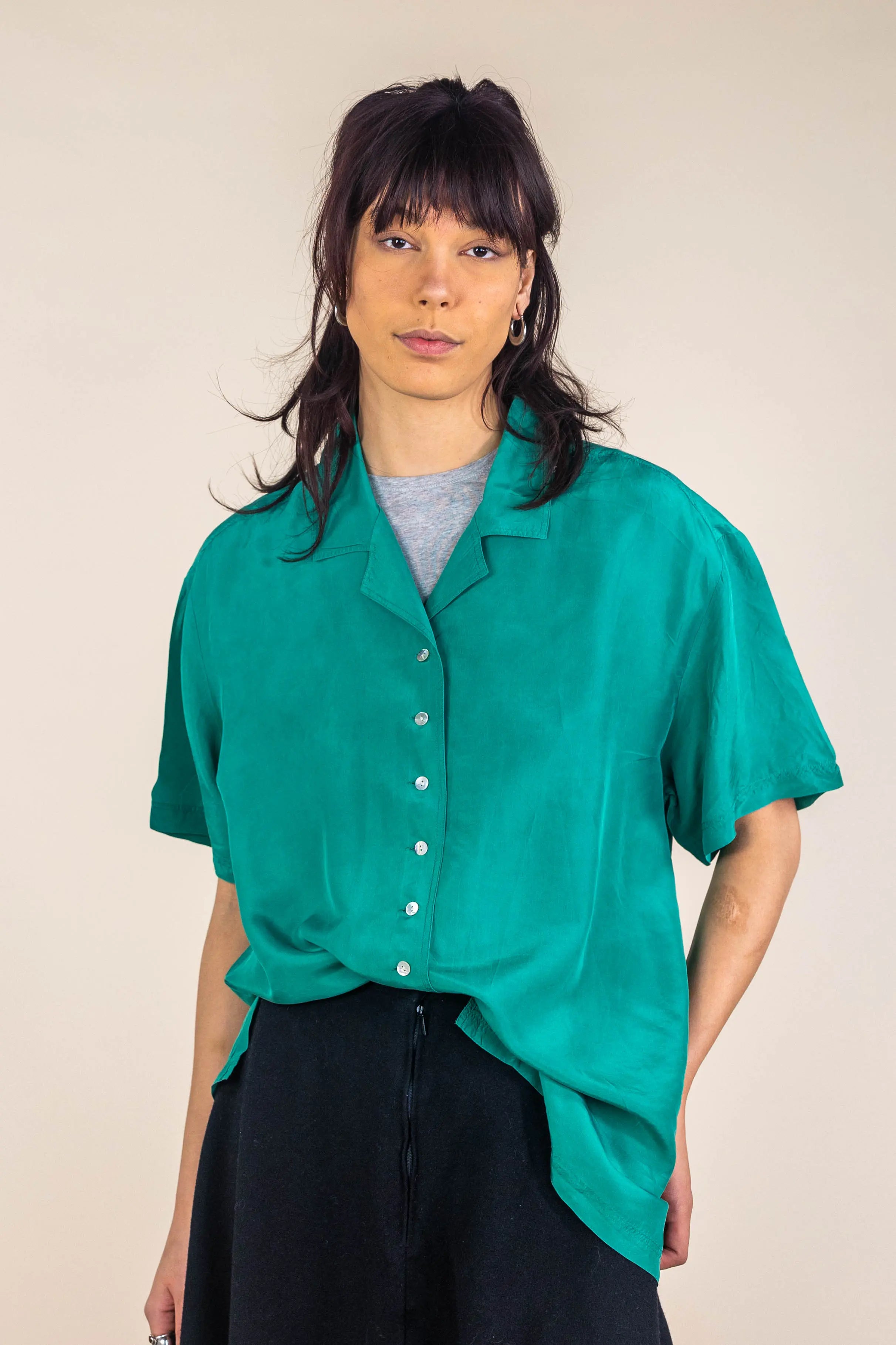 Vunic - 80s Silk Shirt- ThriftTale.com - Vintage and second handclothing