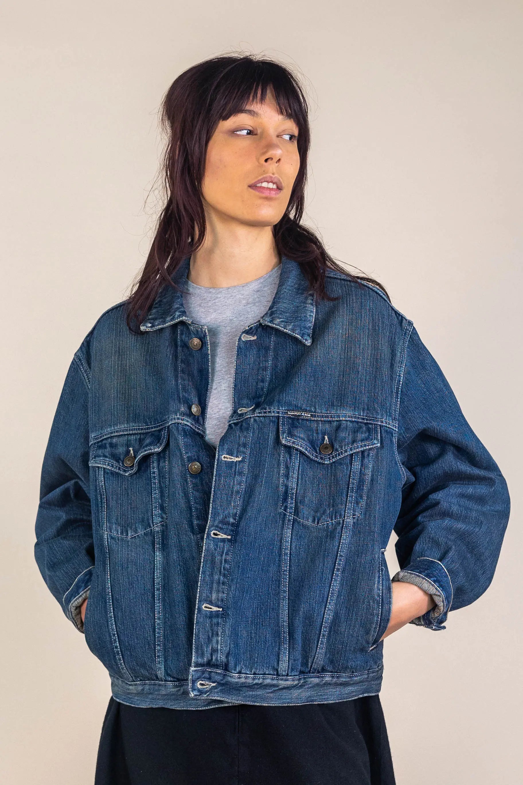 Wampum - Cool Dark Blue Denim Jacket- ThriftTale.com - Vintage and second handclothing