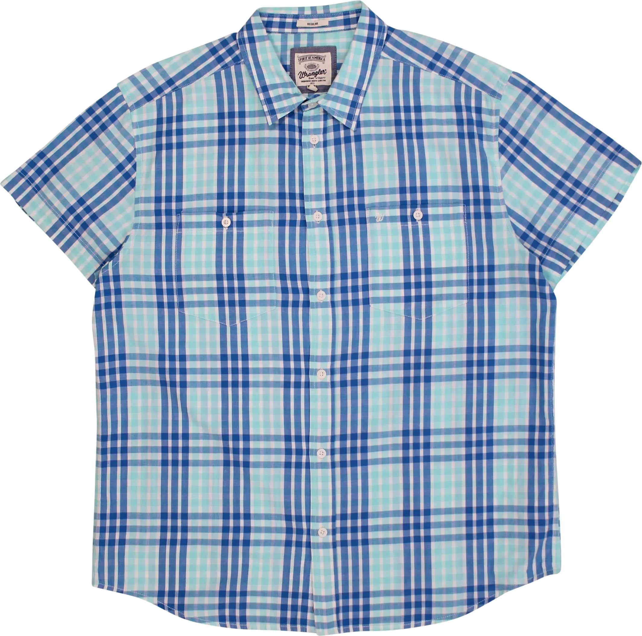 Wrangler - Blue Checked Short Sleeve Shirt by Wrangler- ThriftTale.com - Vintage and second handclothing