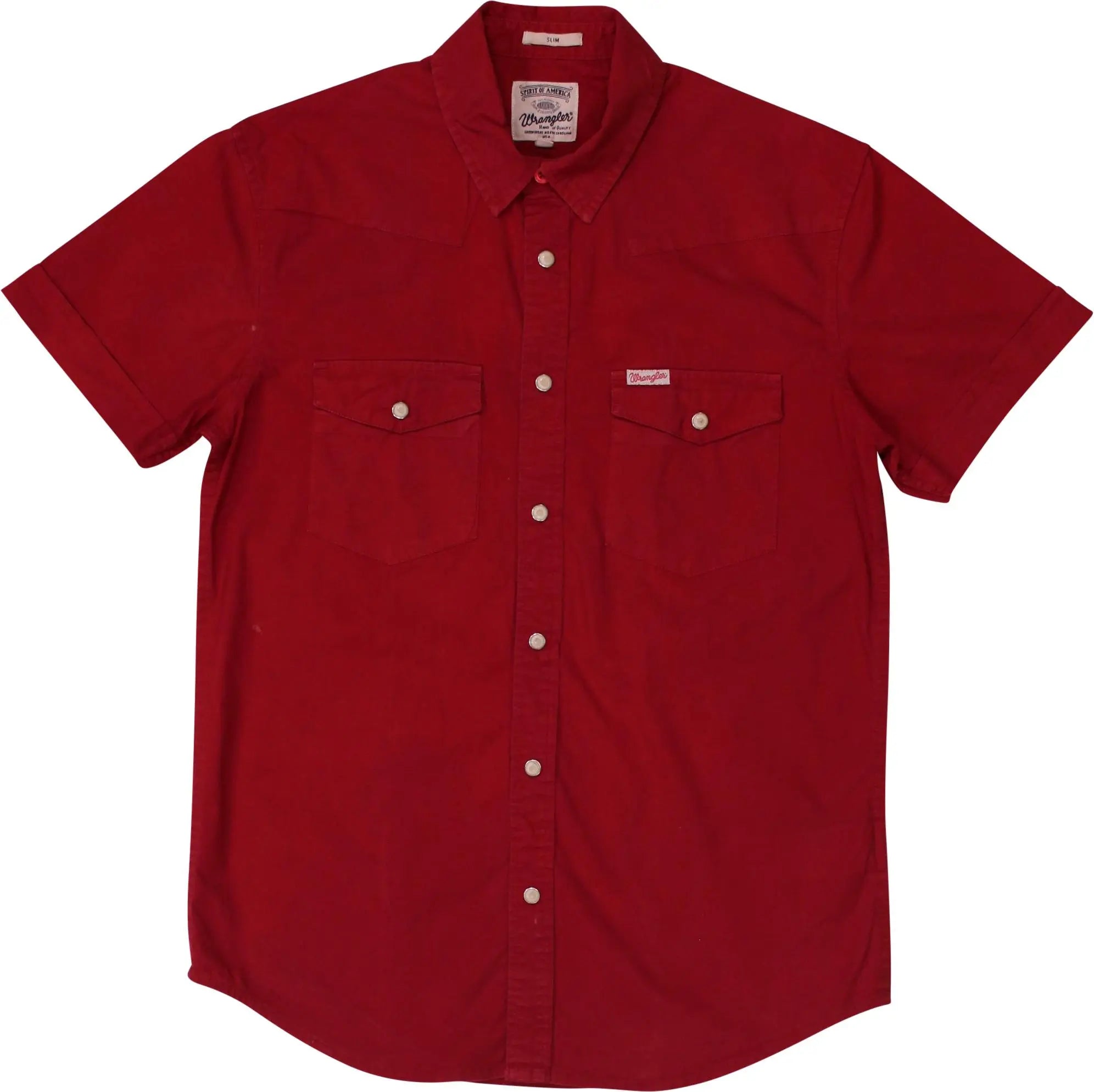 Wrangler - Red Short Sleeve Shirt by Wrangler- ThriftTale.com - Vintage and second handclothing