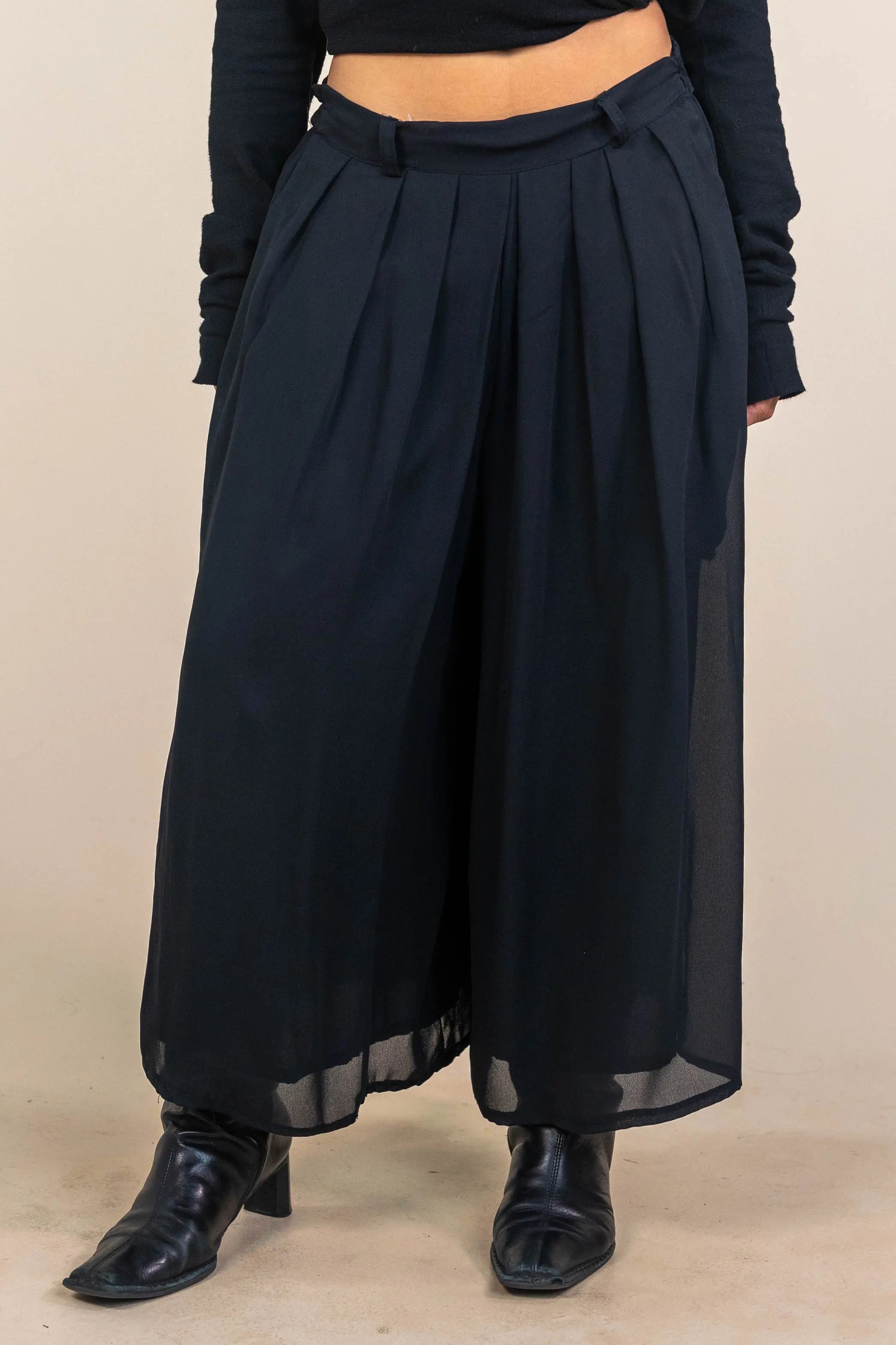 Yessica - 90s Chiffon Culottes with Elastic Band- ThriftTale.com - Vintage and second handclothing