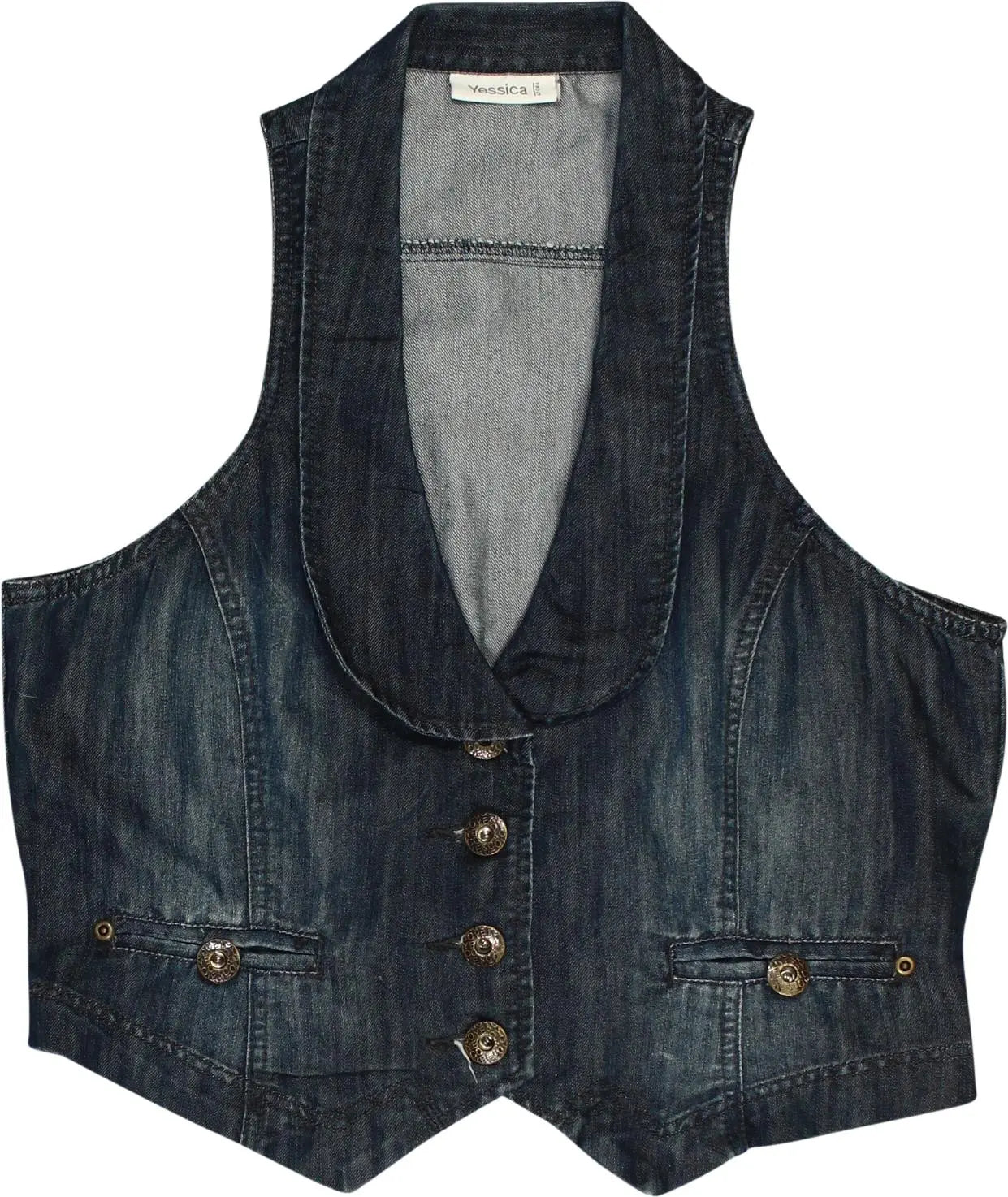 Yessica - Denim Waistcoat- ThriftTale.com - Vintage and second handclothing