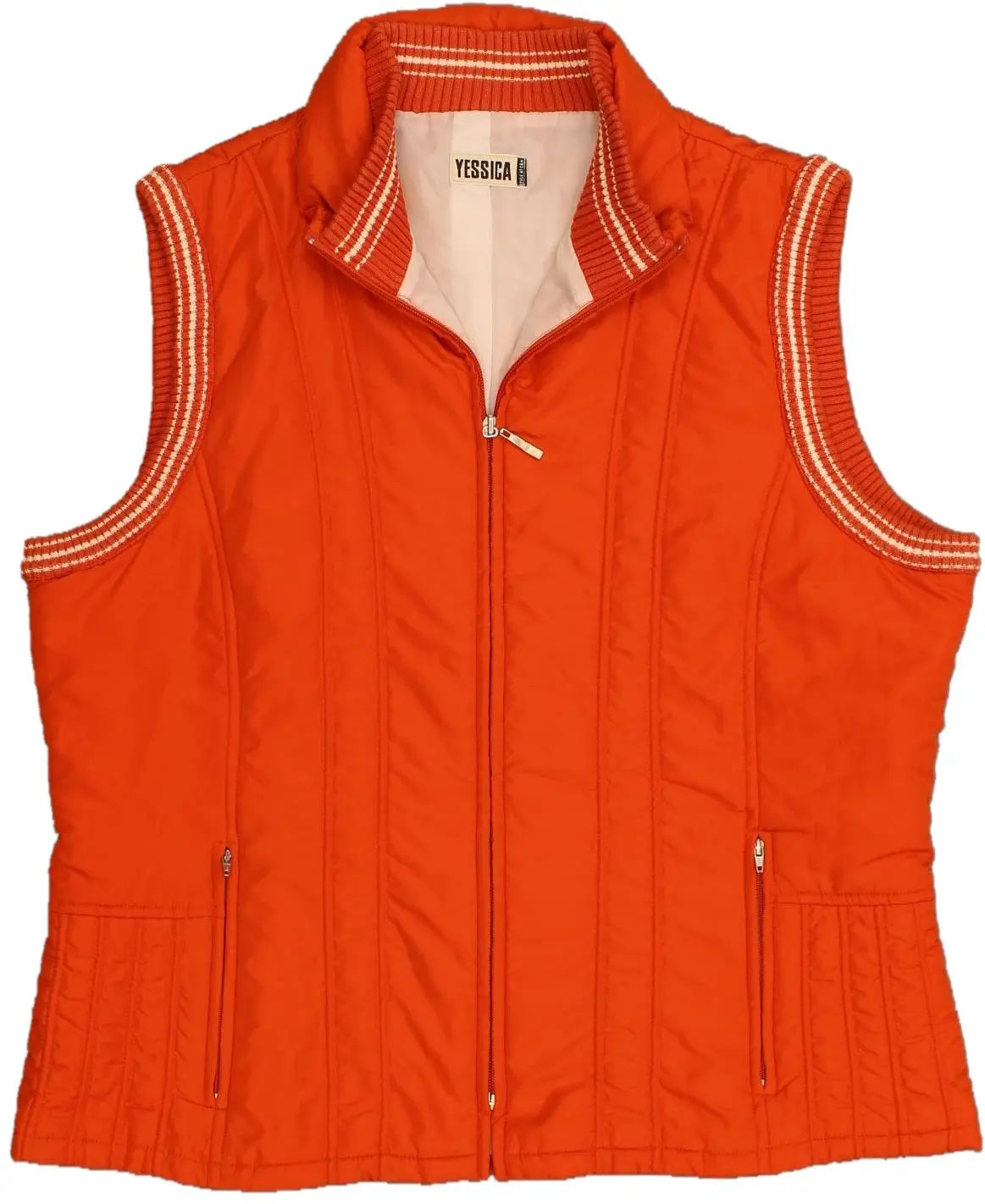 Yessica - Orange Padded Puffer Vest- ThriftTale.com - Vintage and second handclothing