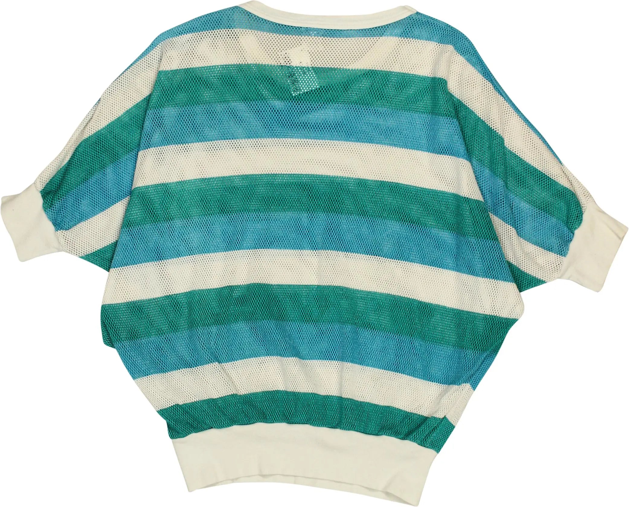 Young Fashion Club - Striped fishnet T-shirt- ThriftTale.com - Vintage and second handclothing