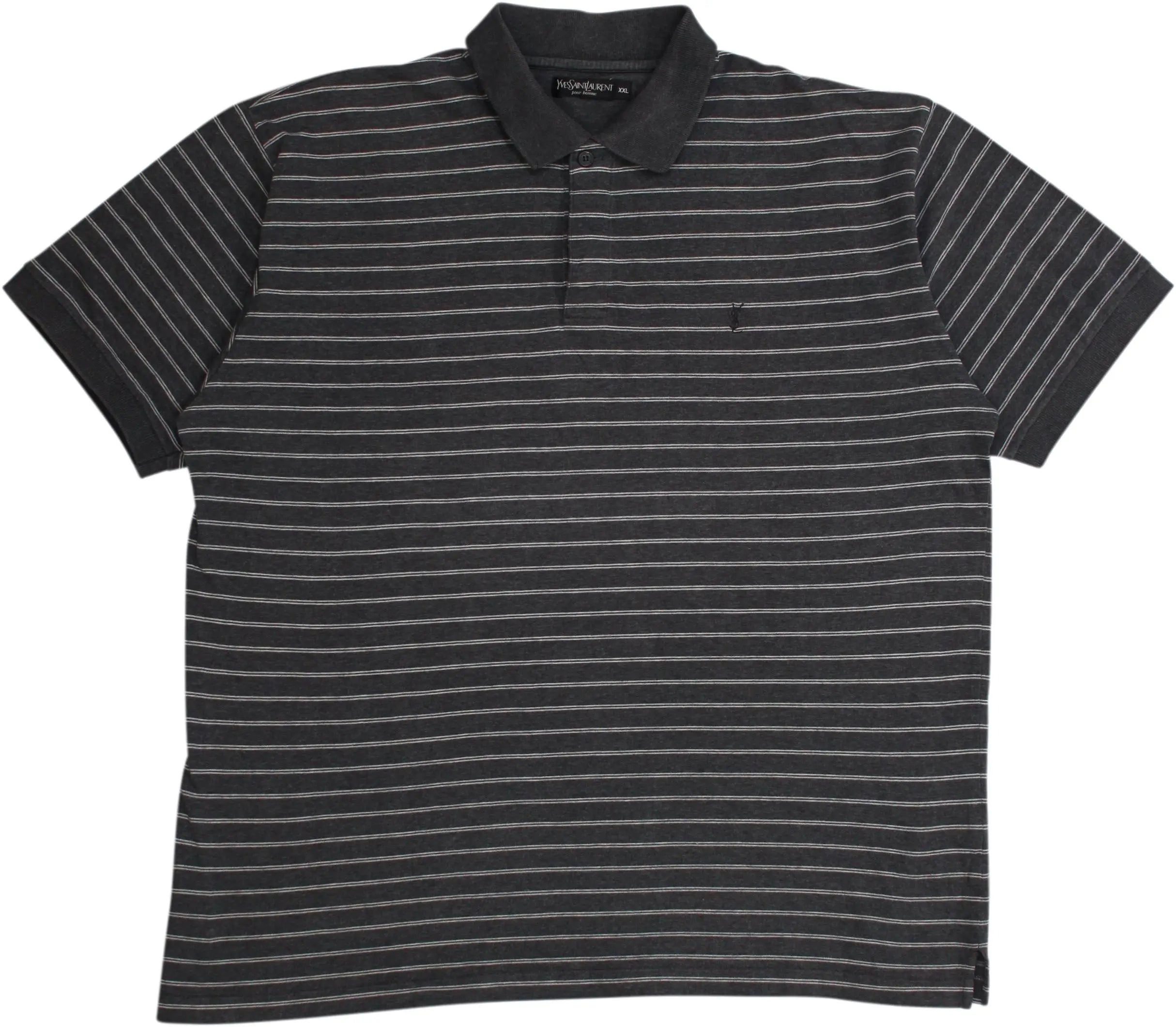 Black and grey striped polo shirt online