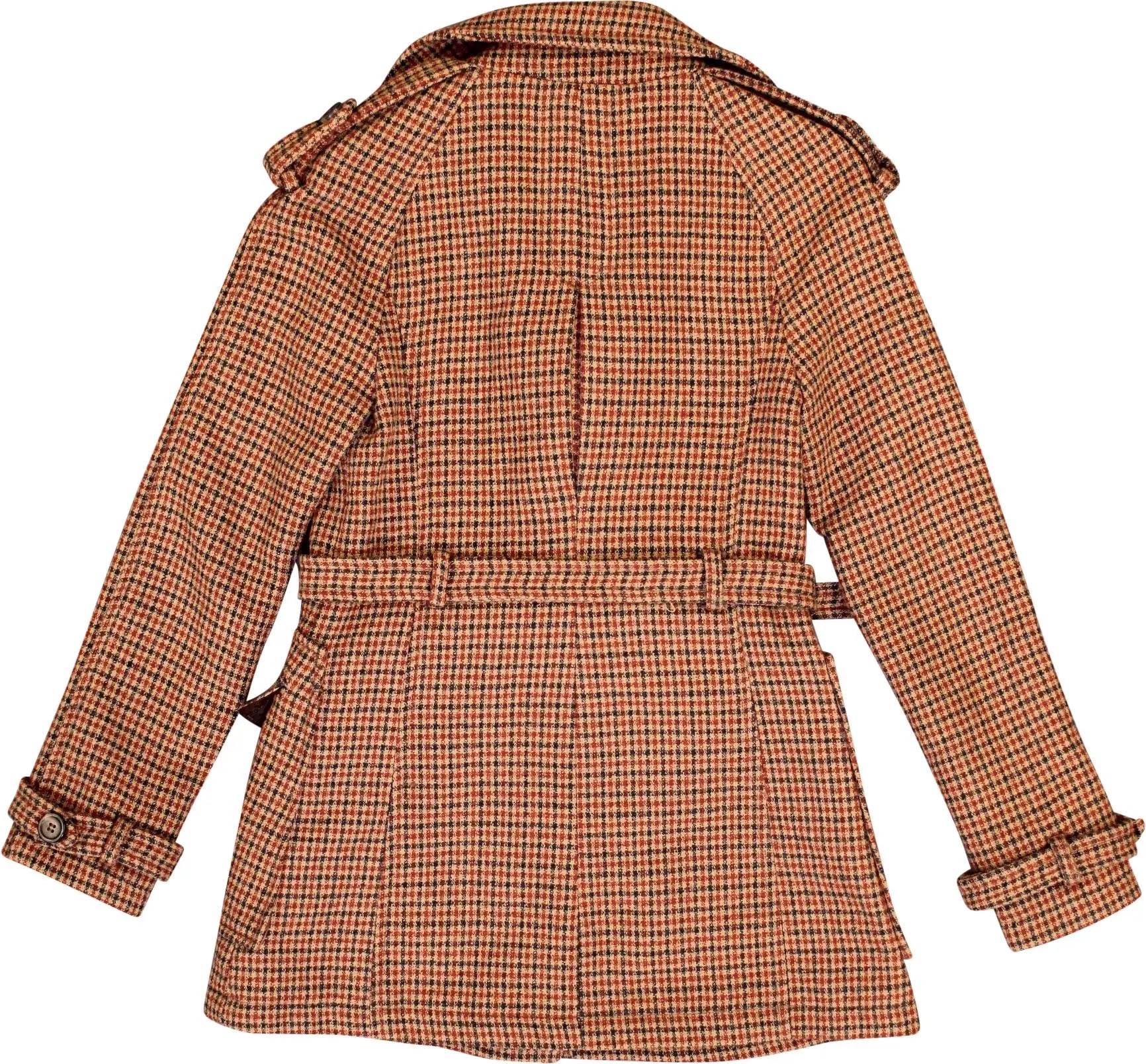 Zara - Checked Belted Coat- ThriftTale.com - Vintage and second handclothing