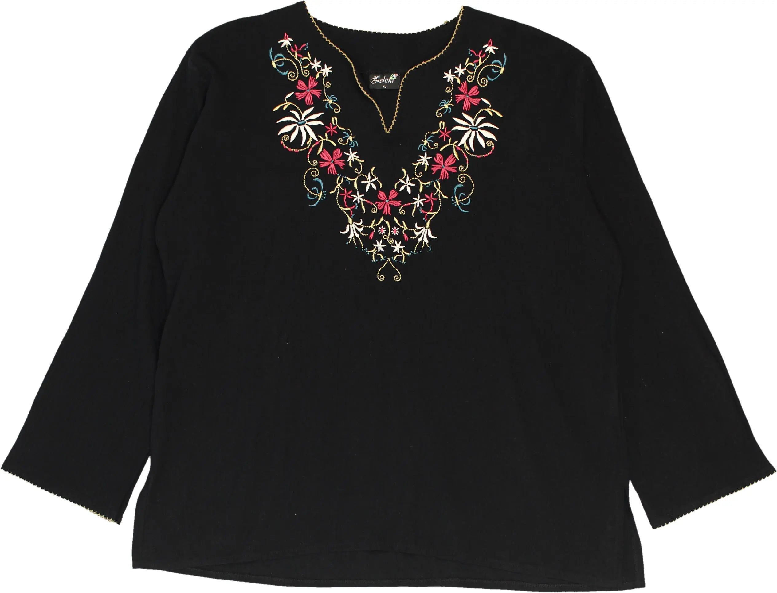 Zehria - Embroidered Long Sleeve Top- ThriftTale.com - Vintage and second handclothing
