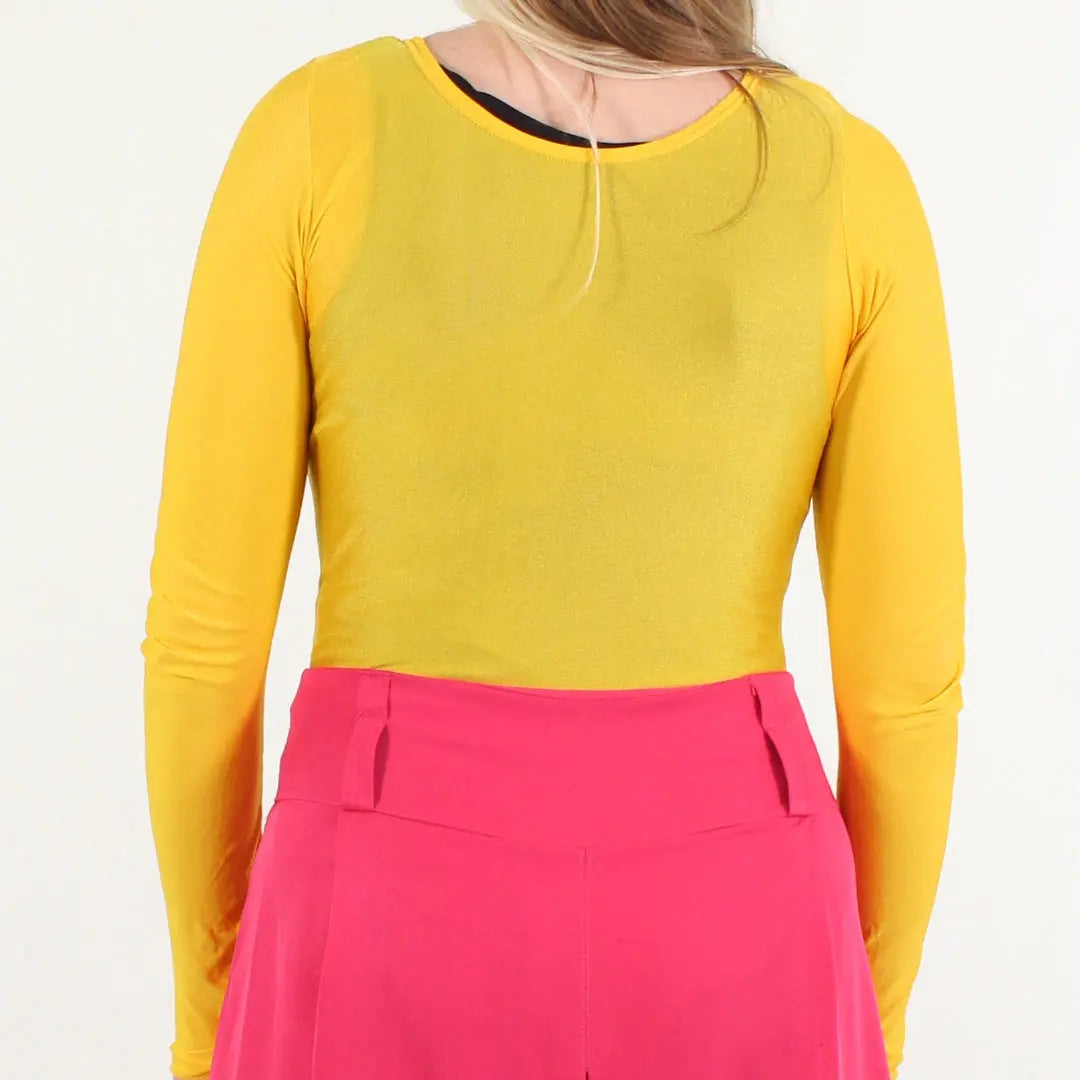 Zeta - Yellow Sporty Bodysuit- ThriftTale.com - Vintage and second handclothing