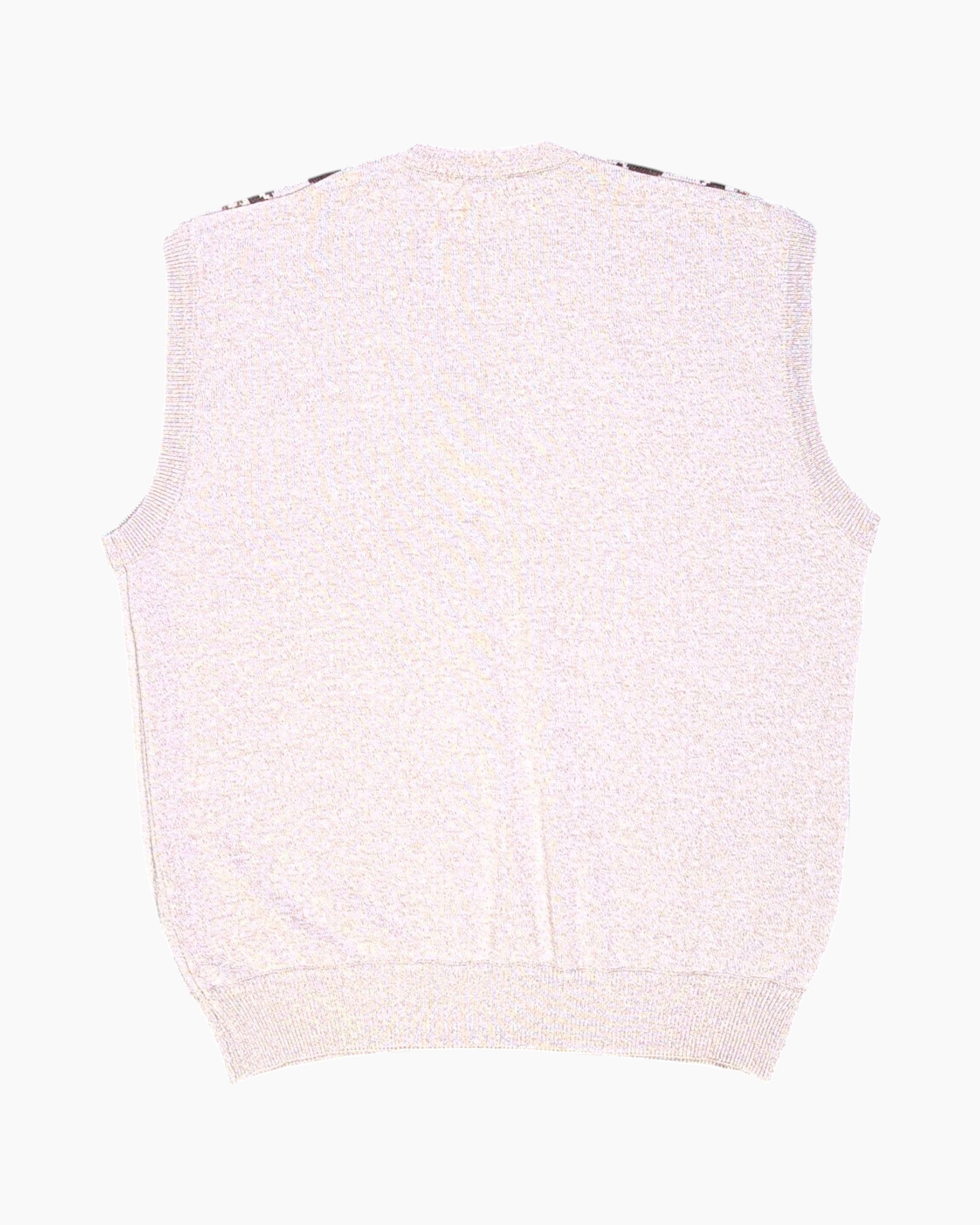 Back Vintage 80s/90s ÖZDEMİR Triko Sleeveless Knit Vest – Beige Argyle