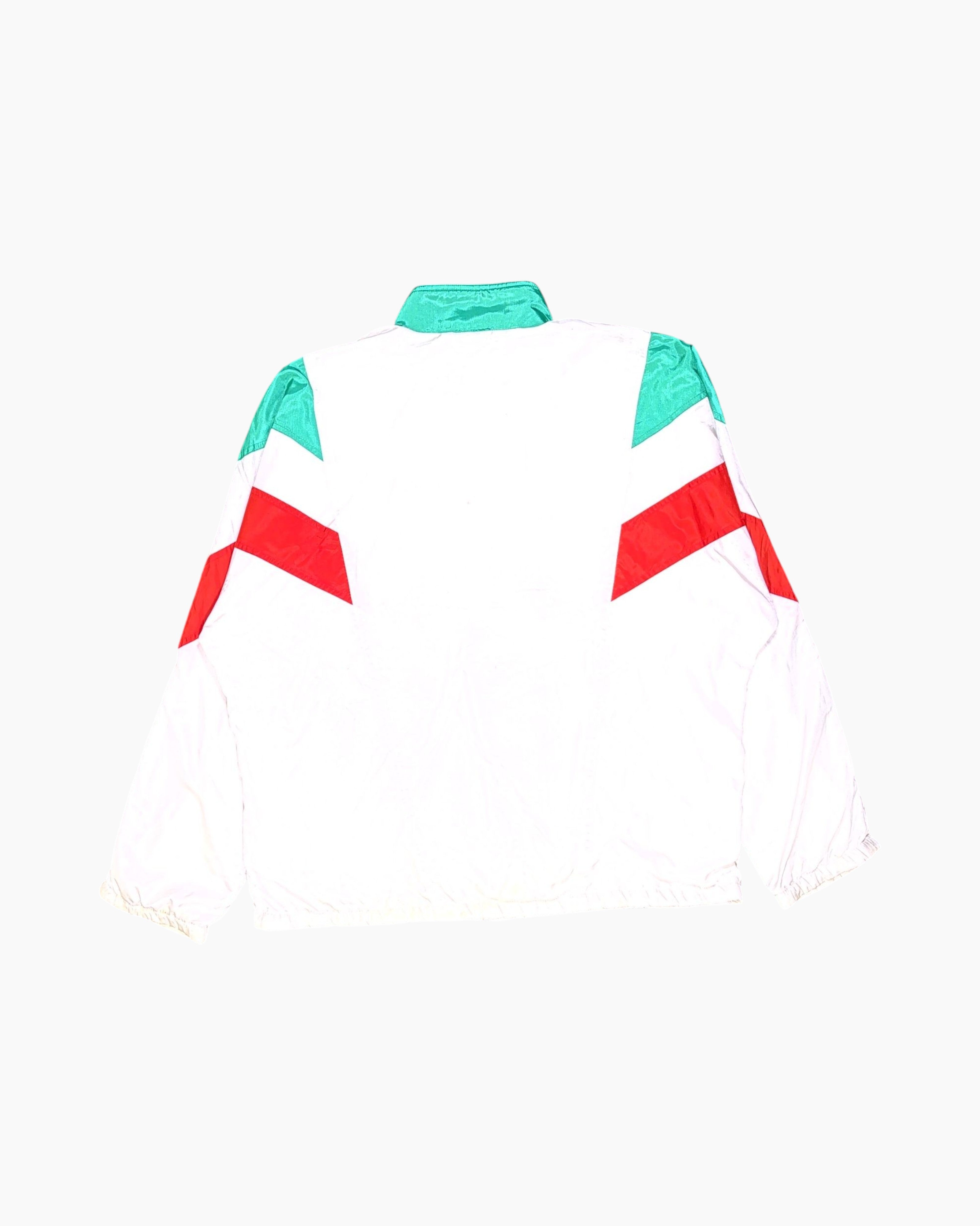Back Vintage 80s/90s Adidas Windbreaker Jacket – White with Red/Green Panels