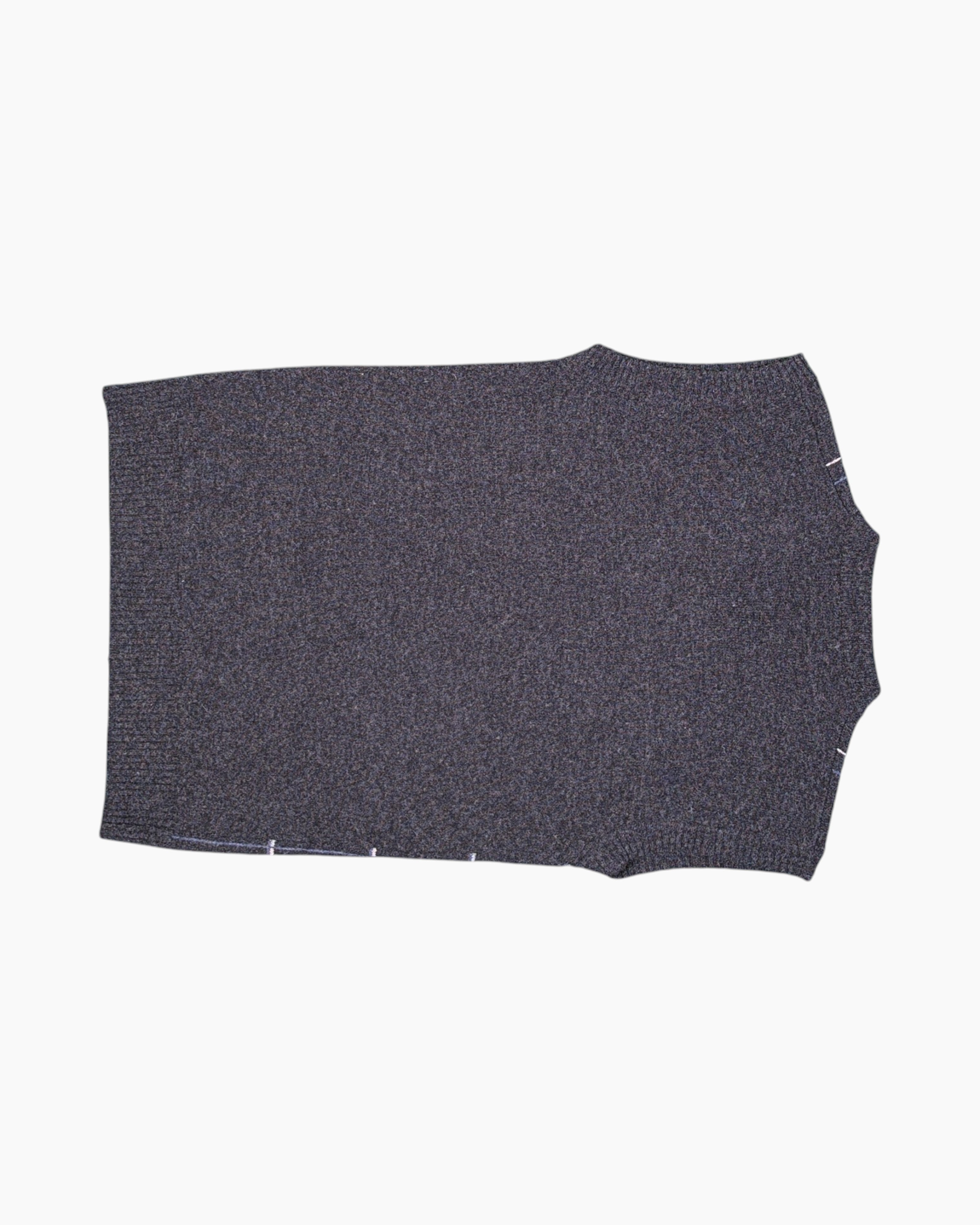 Back Pre-owned ANGIOLINO BENNATO Sleeveless Sweater Vest – Gray Windowpane