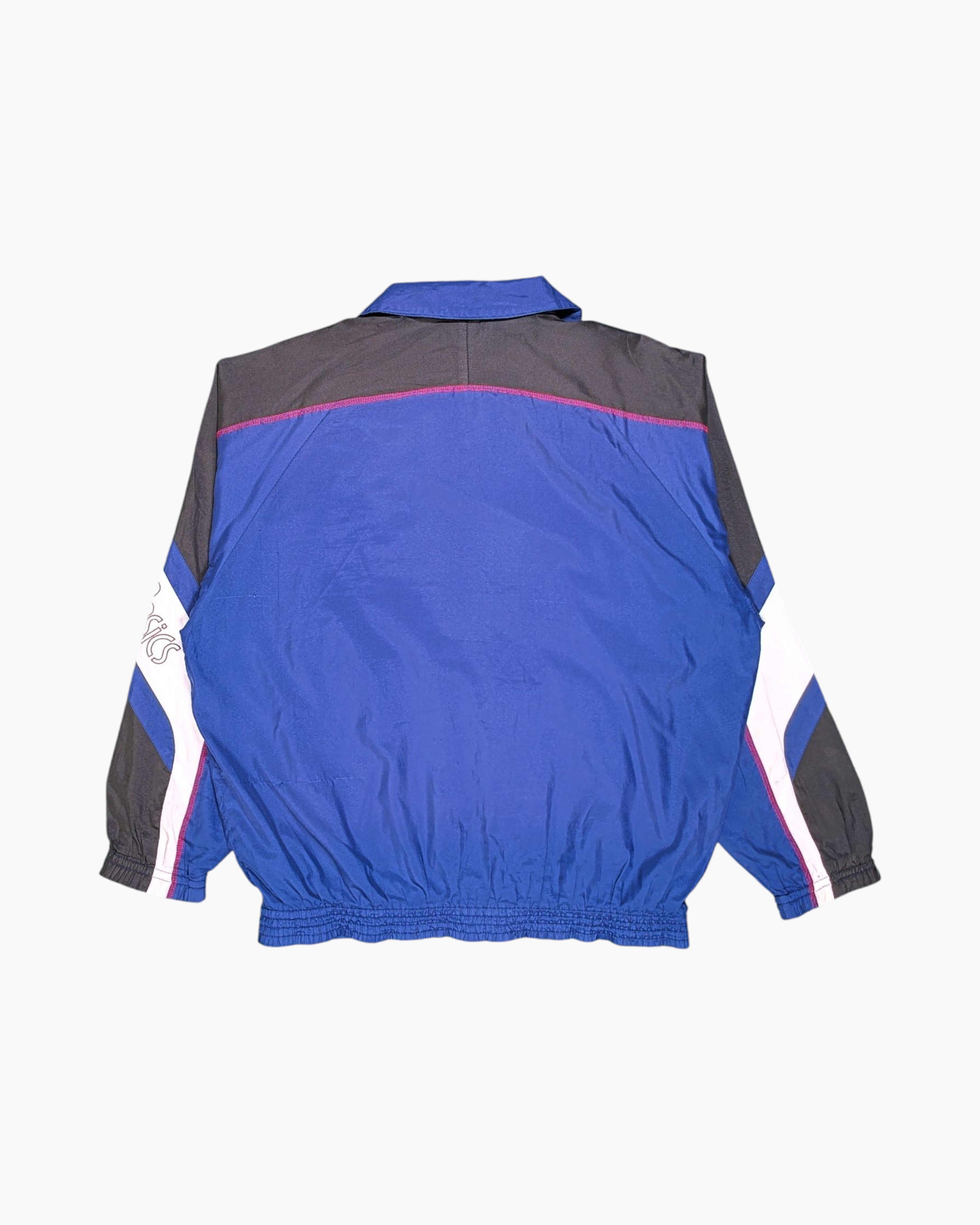 Vintage Asics Track Jacket Relaxed Fit Blue Colorblock Piping