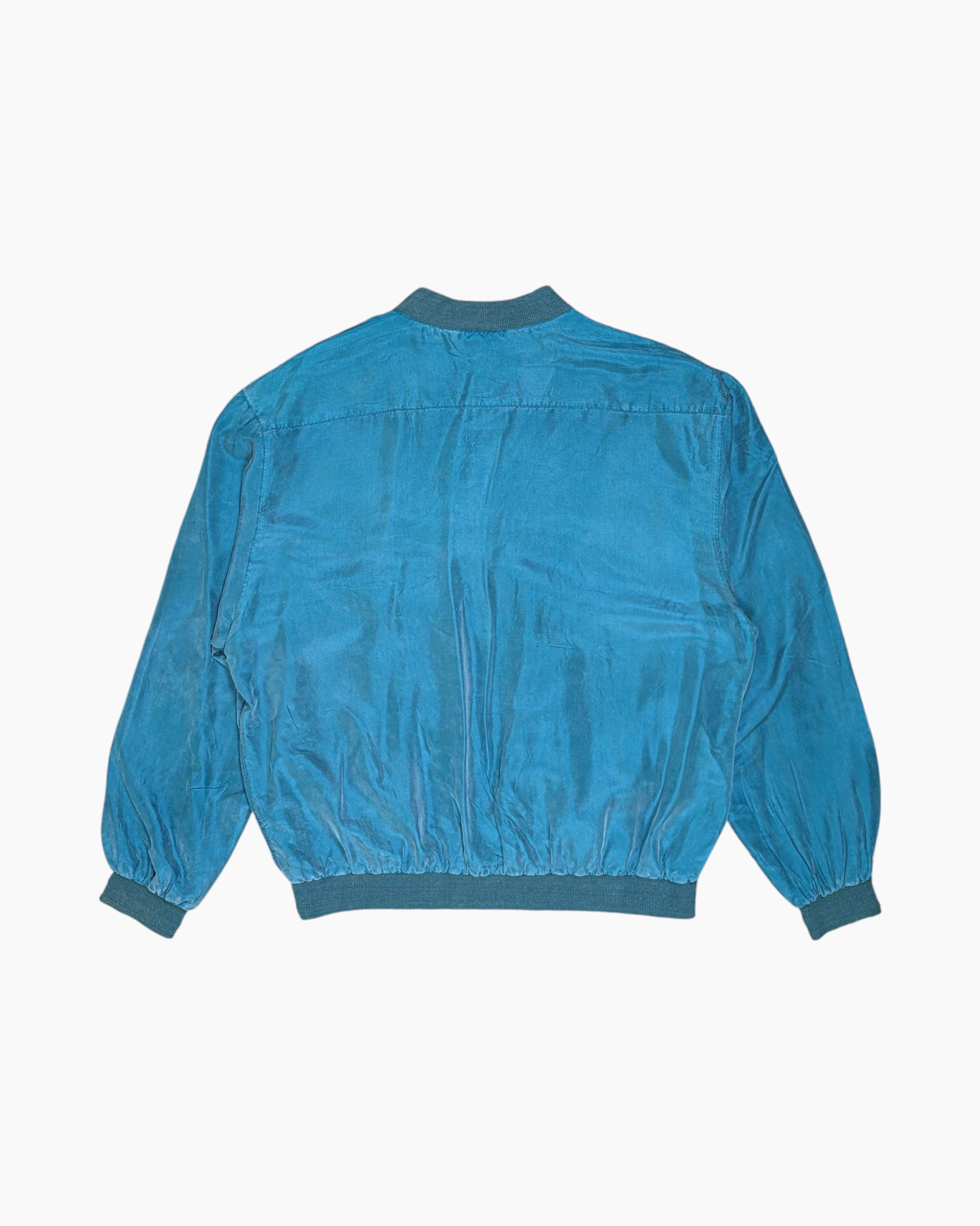 Back Vintage 80s/90s Avanti Bomber Jacket – Green Silk Checkerboard Label