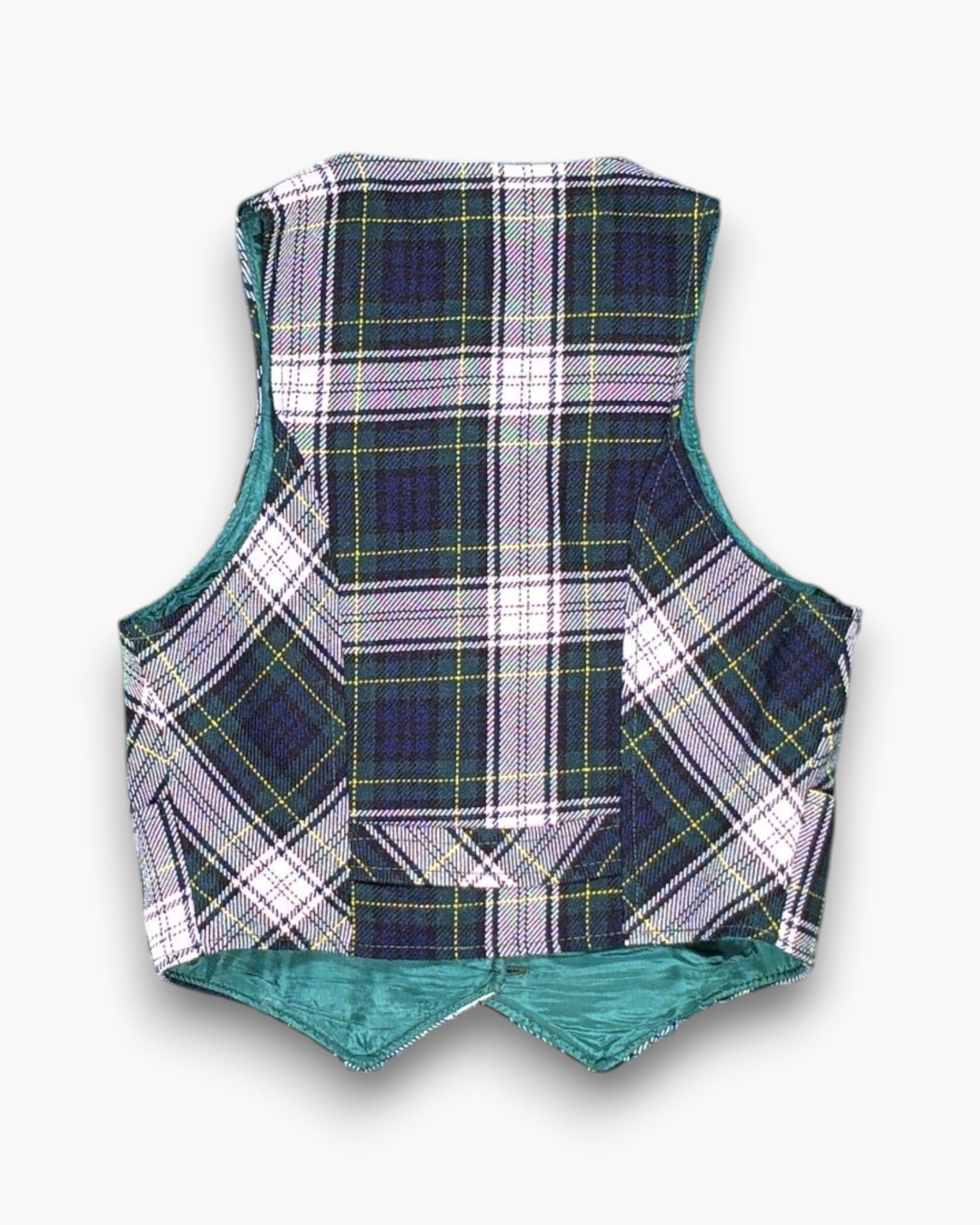 Back Vintage 80s/90s Bayer Vest – Checkered Tartan Waistcoat