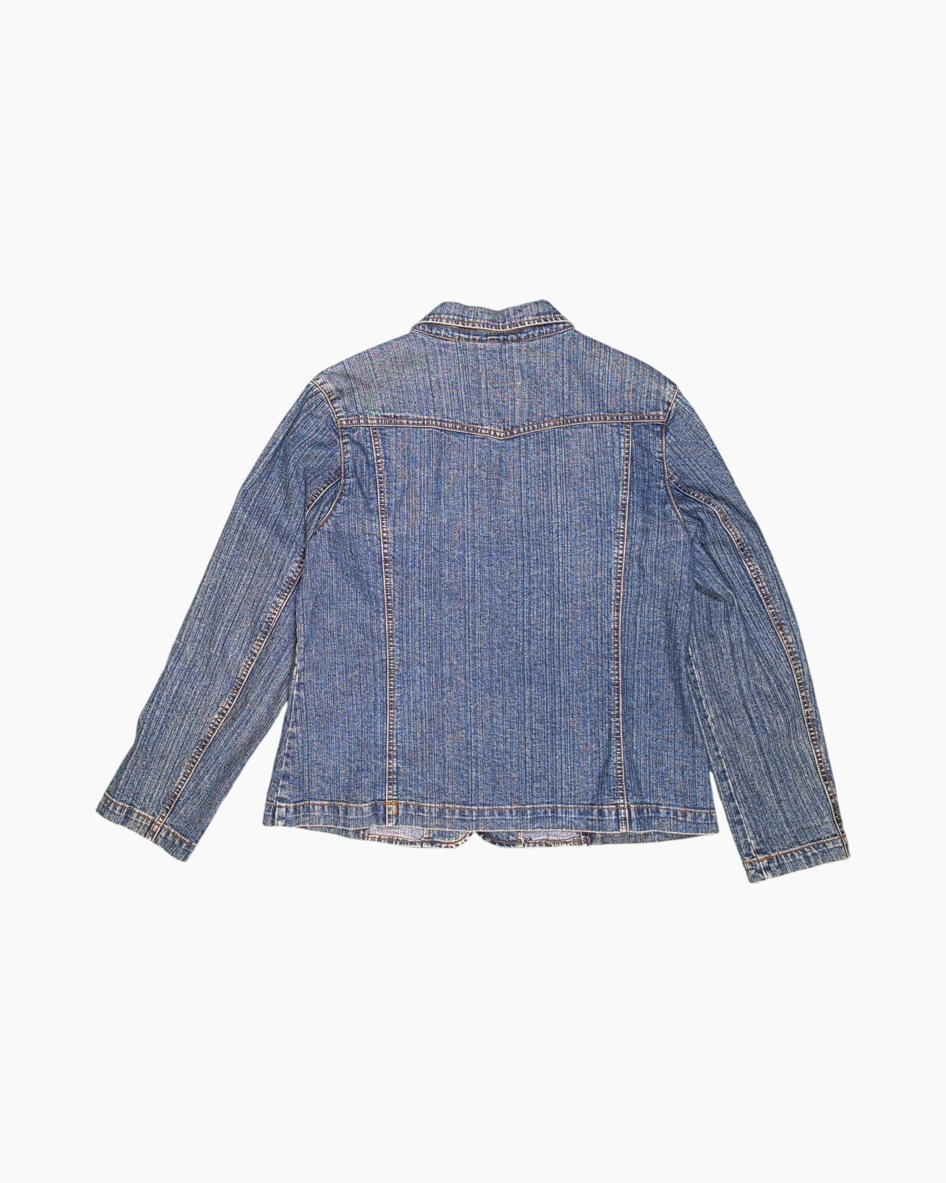 Back Vintage Y2K BIAGGINI Denim Jacket – Blue with Studded Patch Pockets
