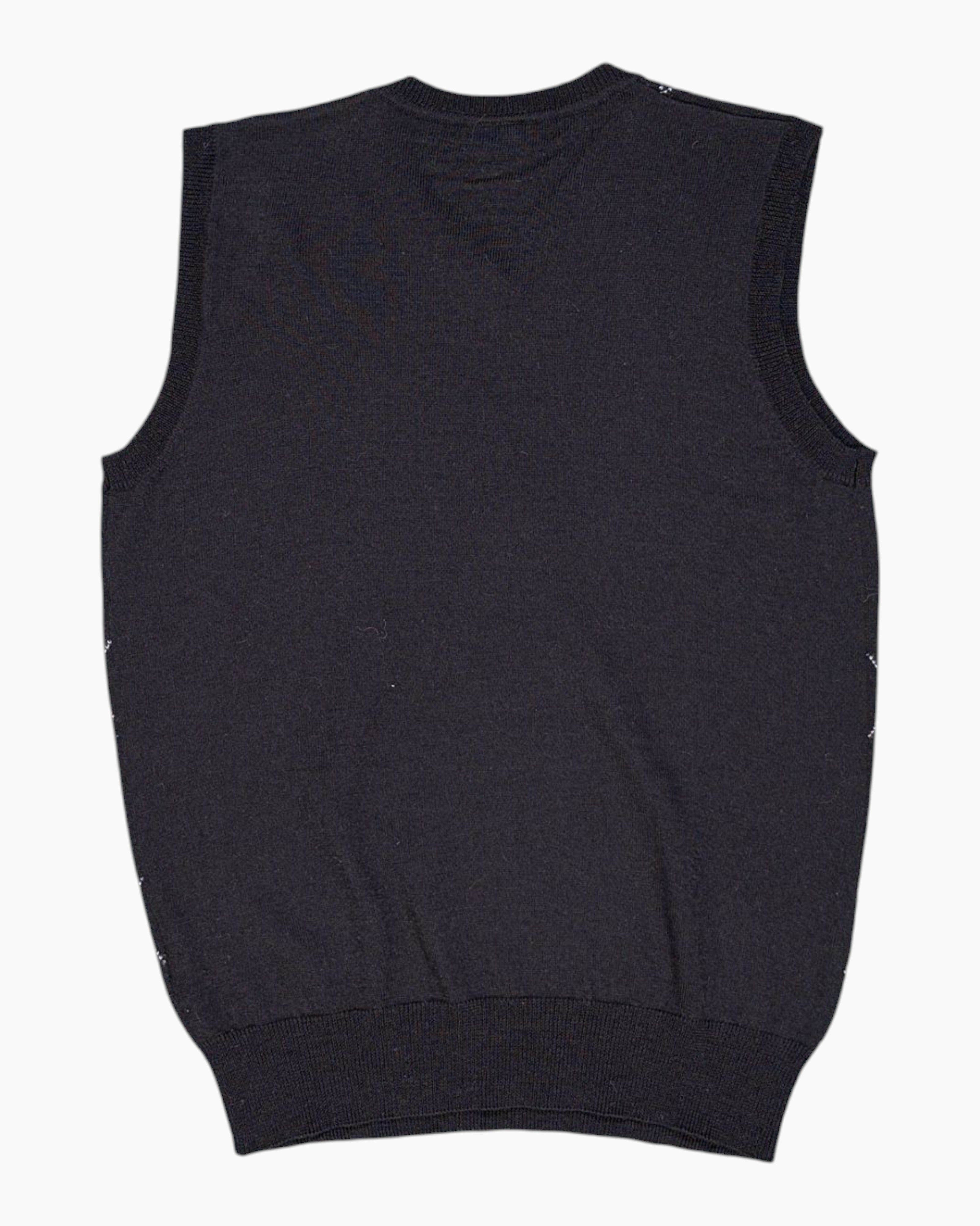 Back Pre-owned BON'A PARTE Sleeveless Sweater Vest – Black Argyle