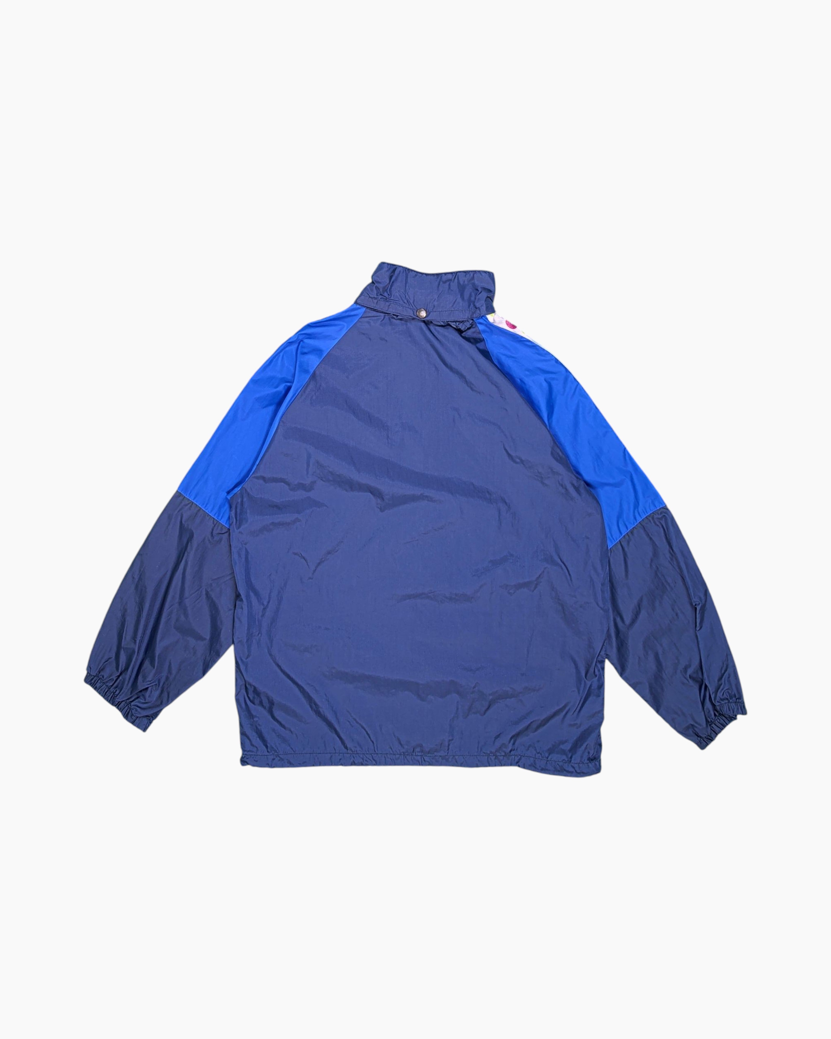 Back Vintage 80s/90s BRUGI Windbreaker Jacket – Navy Colorblock with Striped Tape