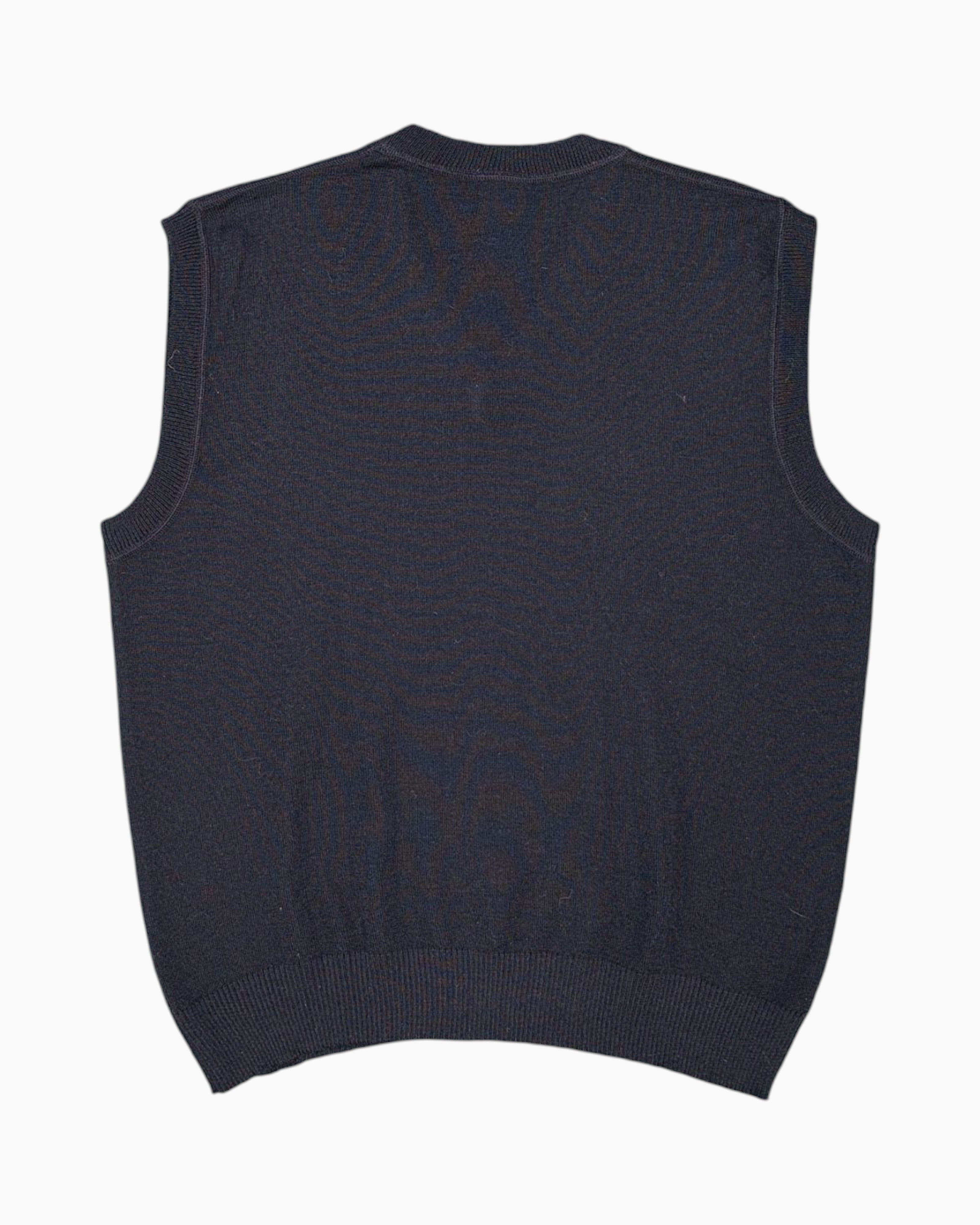 Back Vintage 90s/2000s canda Sleeveless Sweater Vest – Black Ribbed V‑Neck