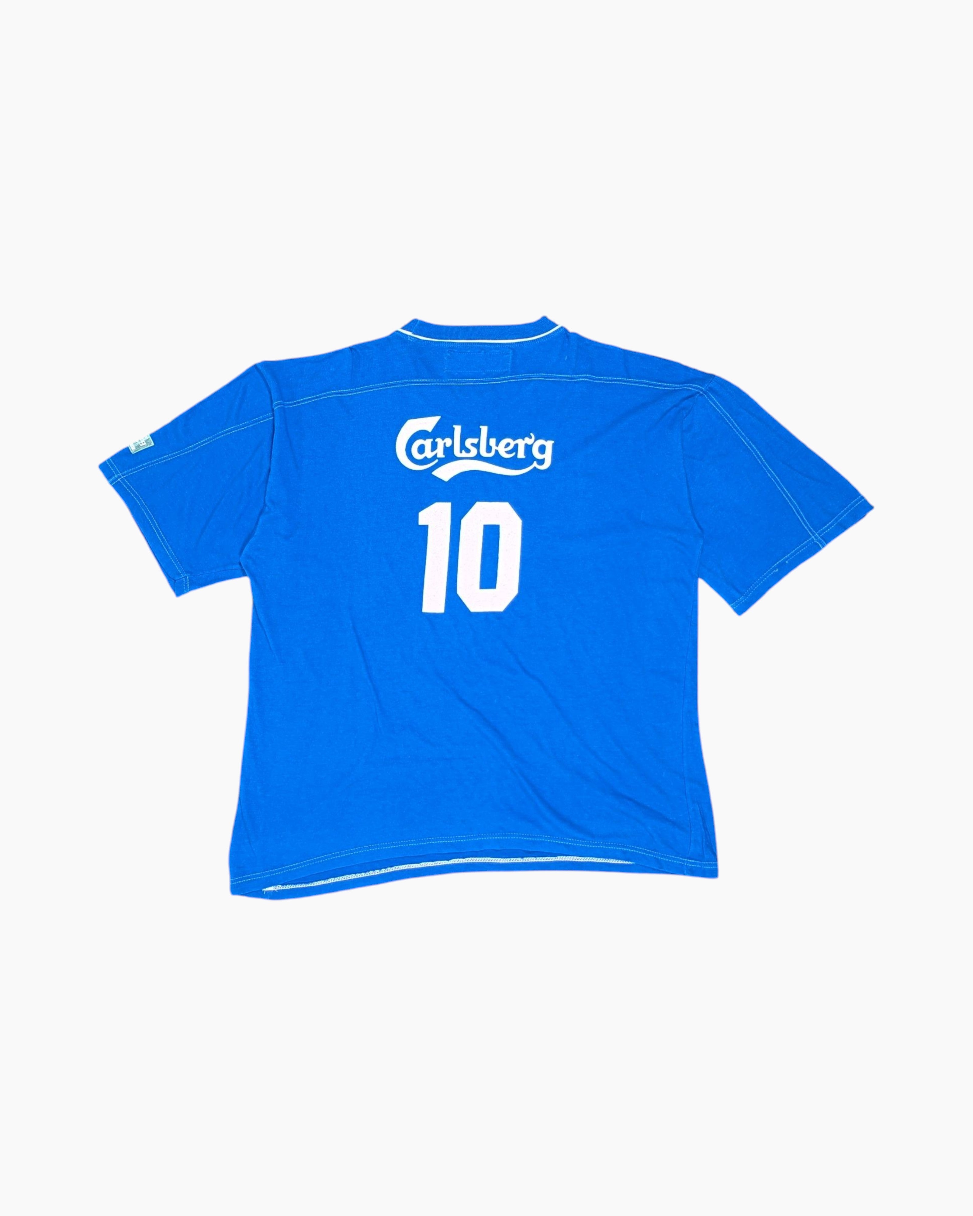Back Vintage Y2K Carlsberg Graphic T-Shirt – Blue Block '10' Print
