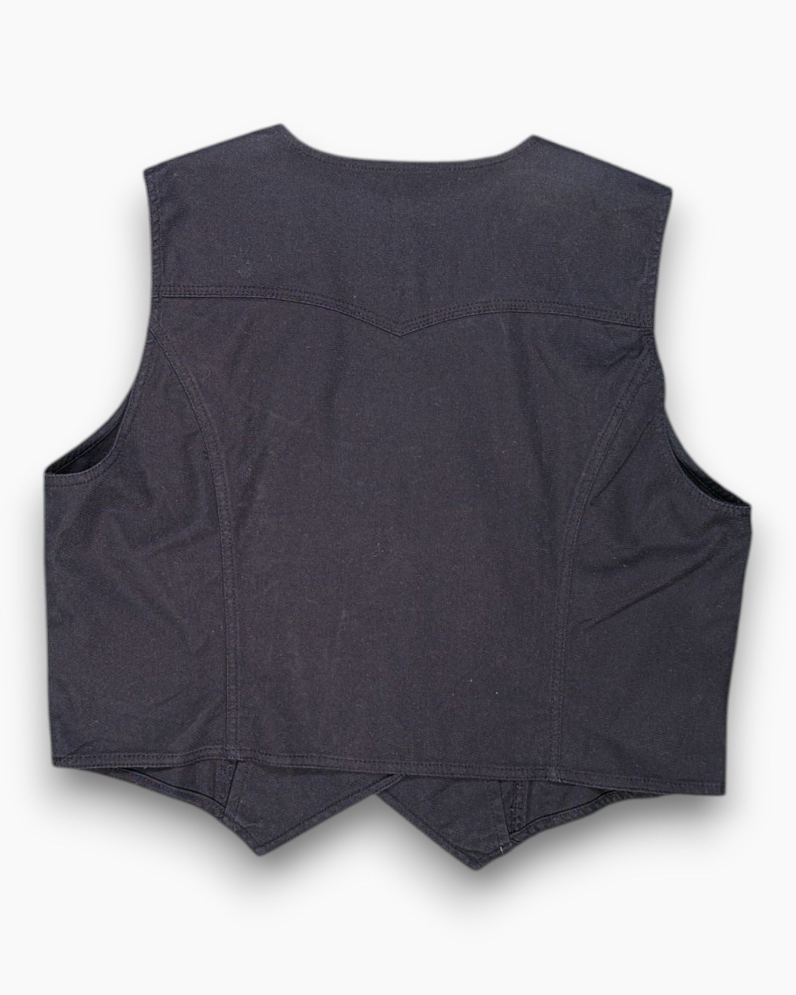 Back Pre-owned CASA BLANCA Button-front Vest – Black Embroidered Logo