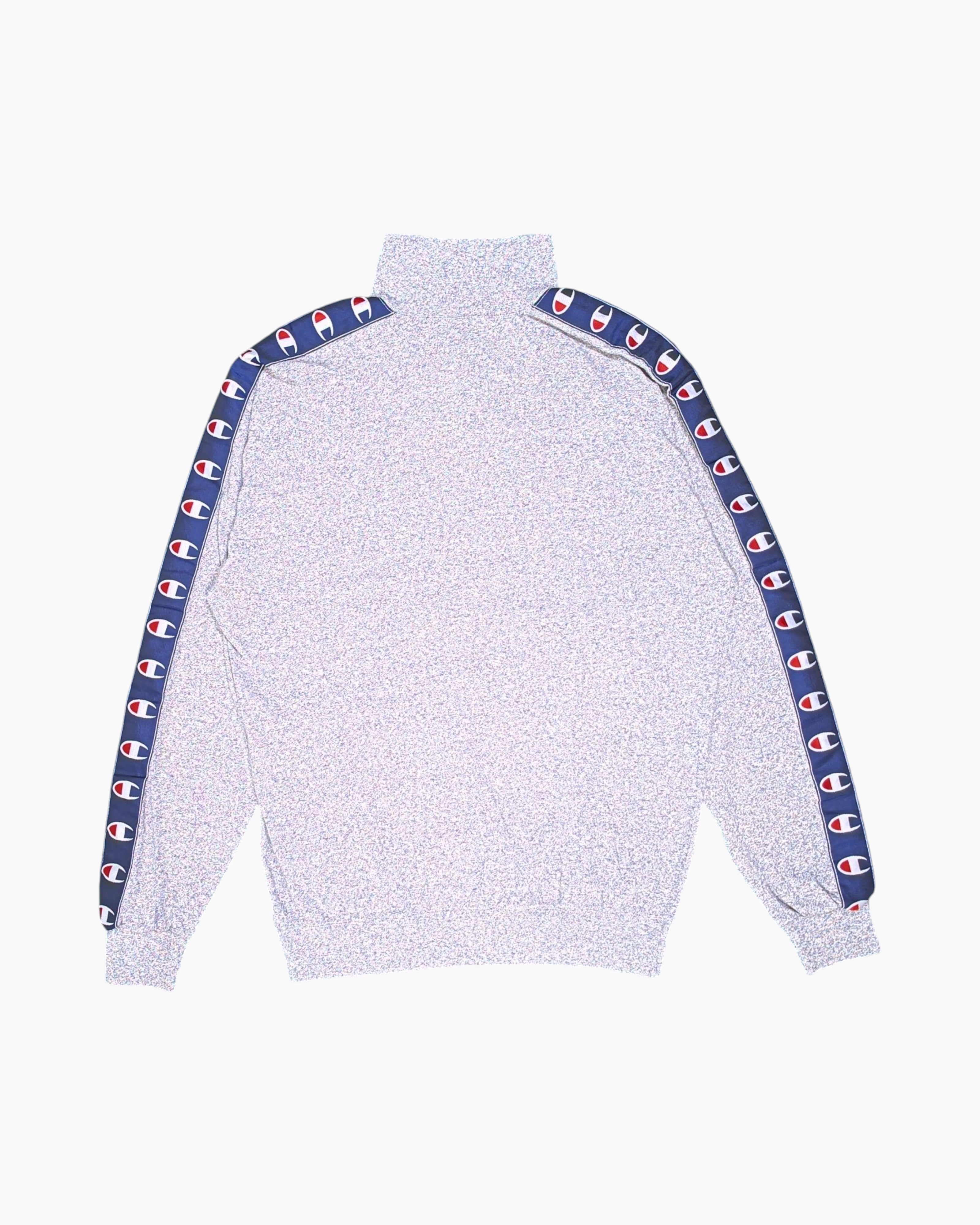 Back Vintage 90s/2000s Champion Pullover Sweatshirt – Gray striped logo tape