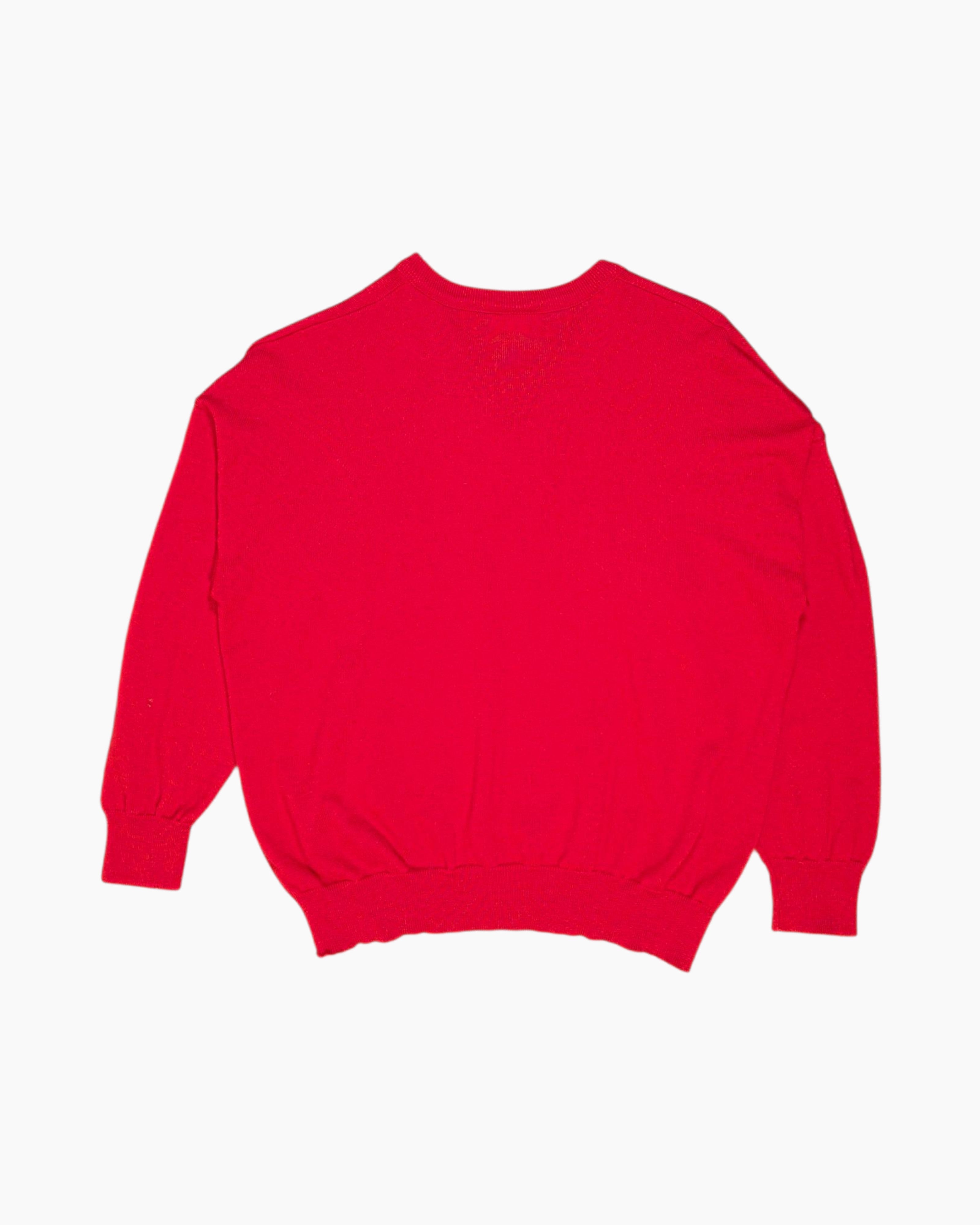 Back Vintage 70s/80s CHEMISE LACOSTE Pullover Sweater – Red V‑neck Crocodile