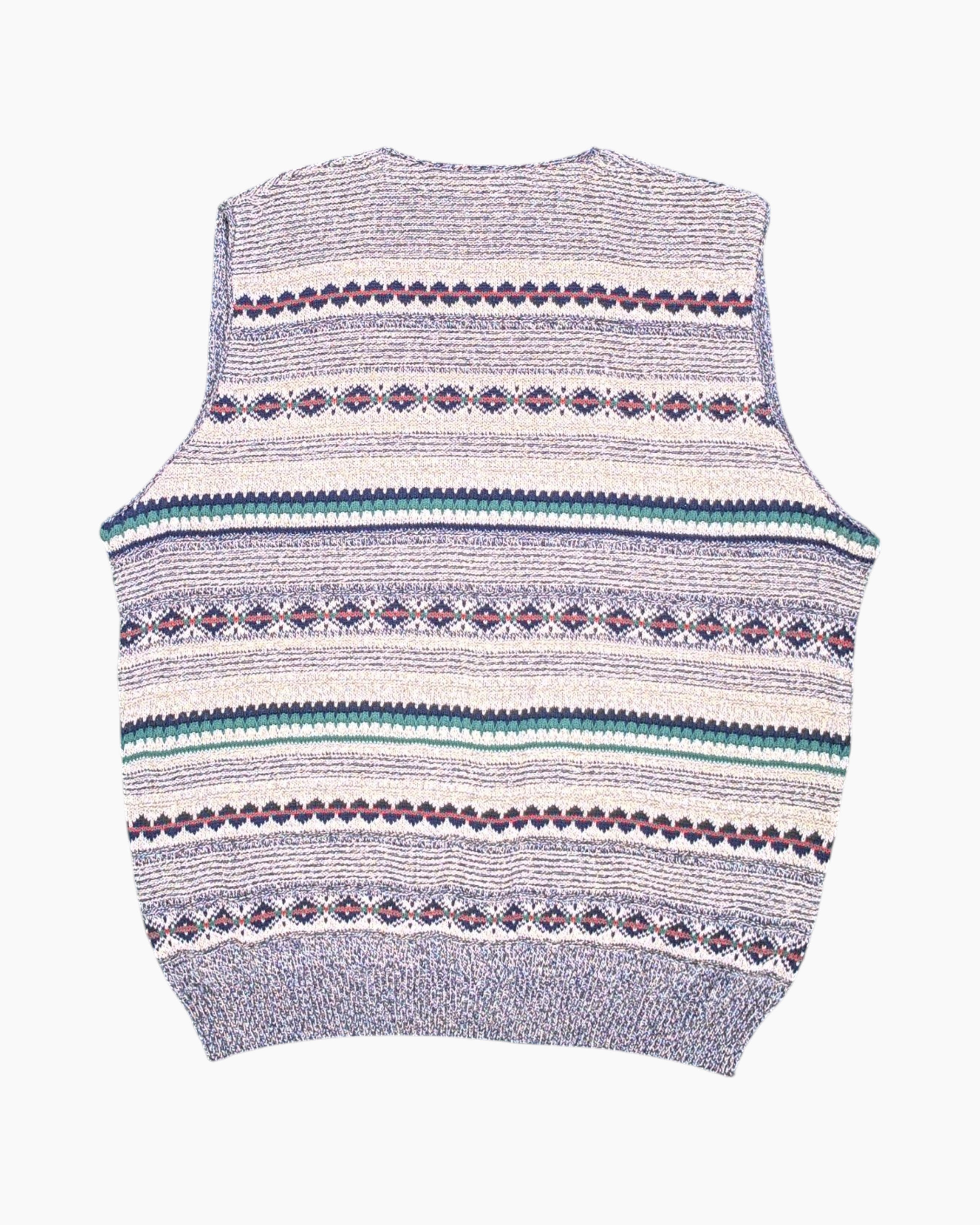 Vintage Coleridge Button-front Knit Vest XL Retro Multicolor