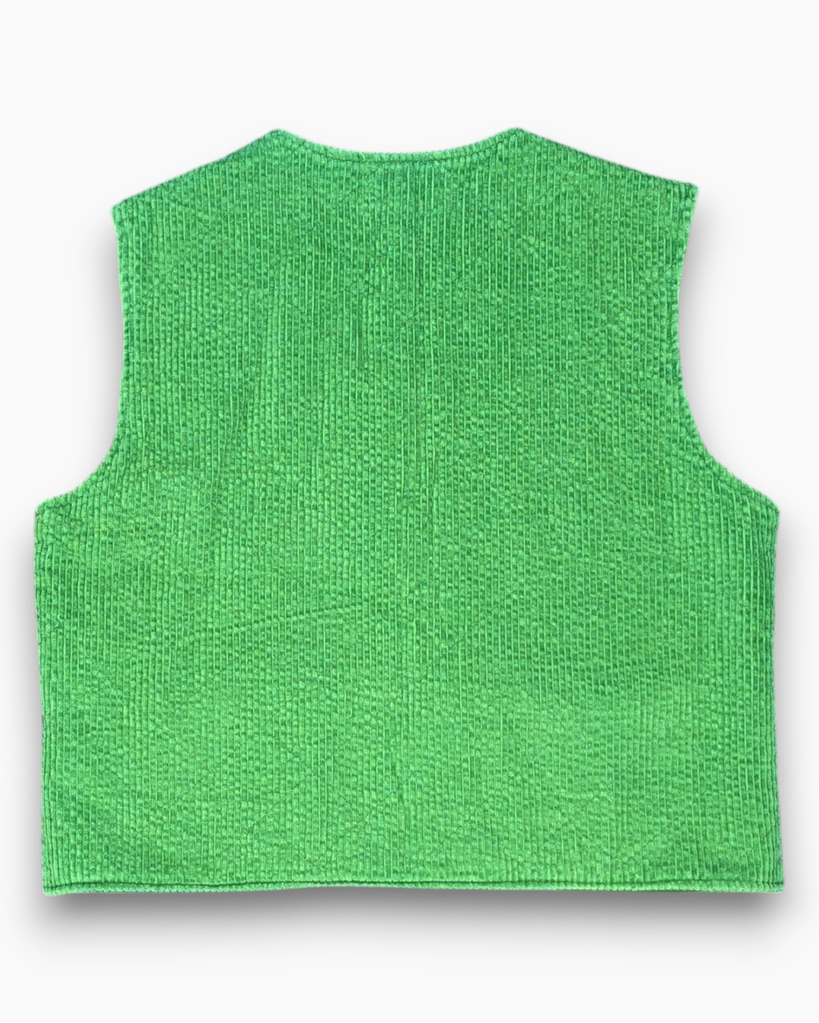 Back Vintage Y2K colours of the world Zip Front Vest – Green Boxy Cropped