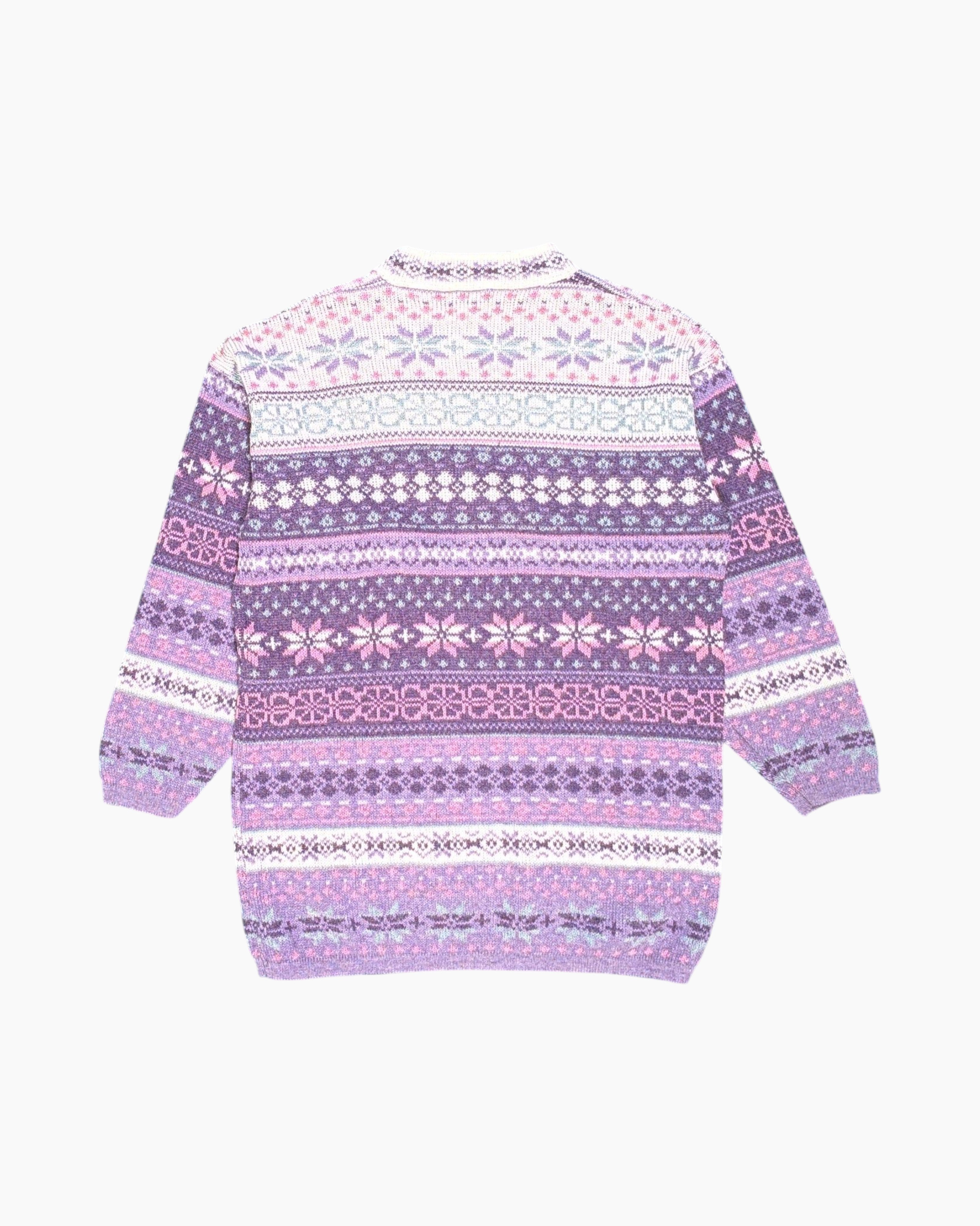 Back Vintage 80s/90s coutour vintage Pullover Sweater – Purple Fair Isle