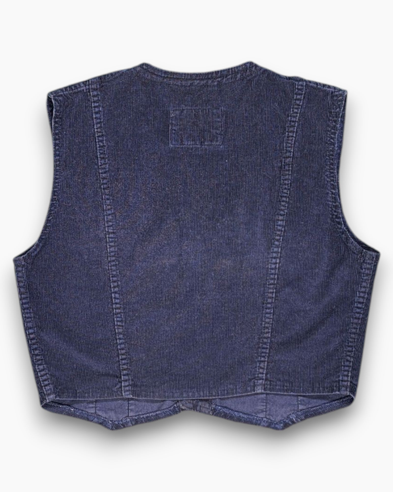Back Vintage 80s/90s CROSS MARK Denim Vest – Stonewashed Indigo (Preloved)