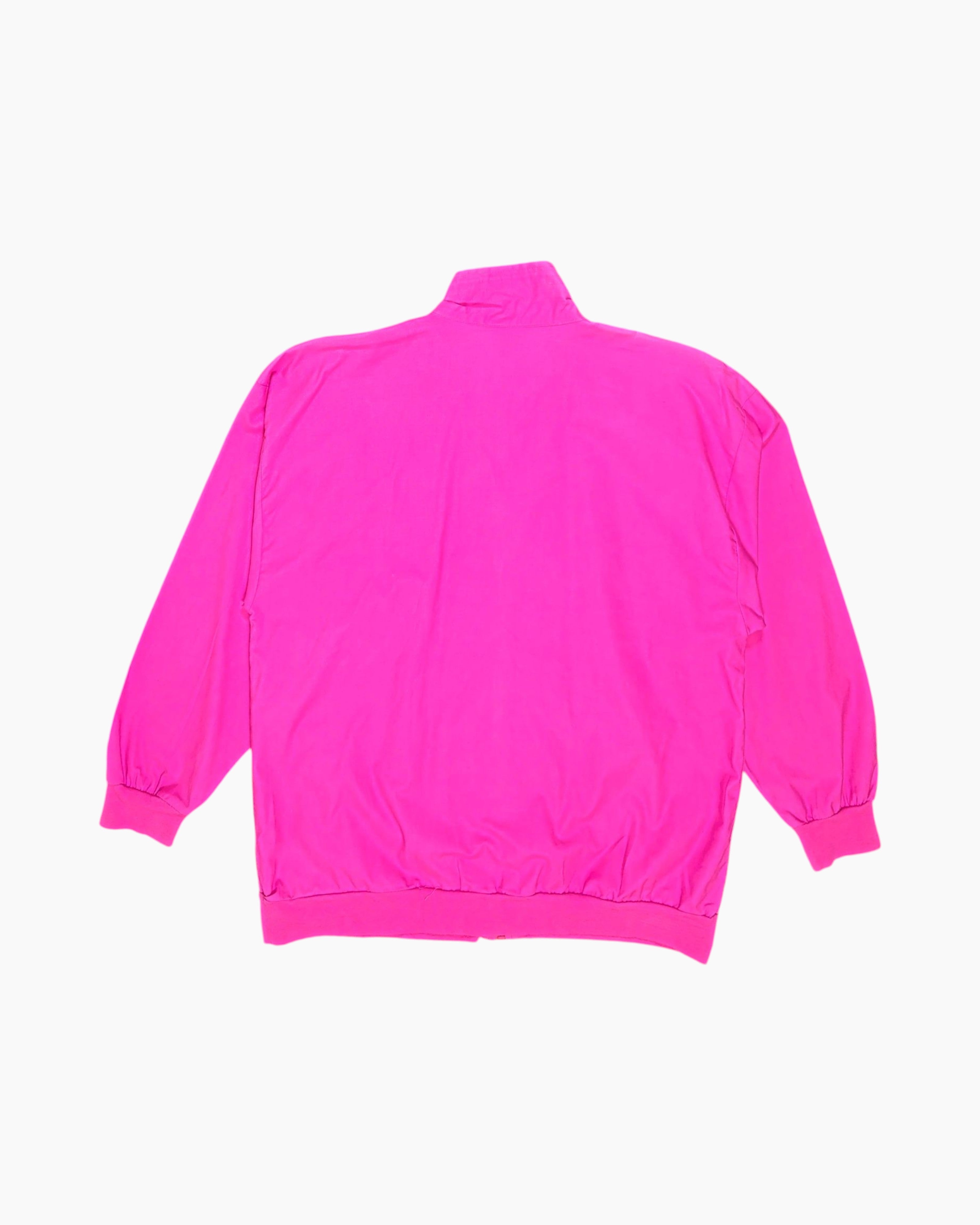 Back Vintage 80s/90s DINLAUCH Hooded Zip-Up Jacket – Neon Pink Geometric Print