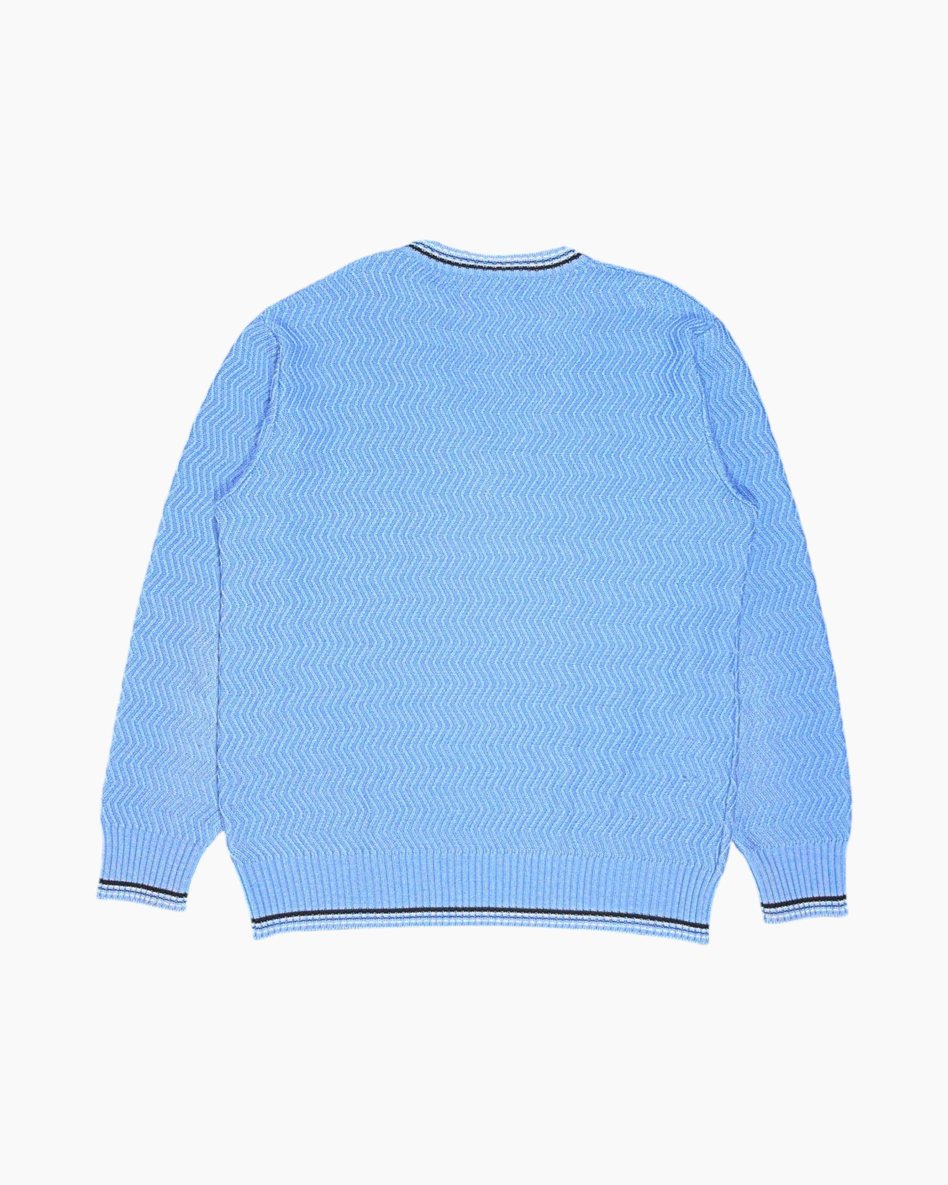 Back Vintage 80s/90s ellesse Pullover Sweater – Blue V‑neck with Embroidered Logo