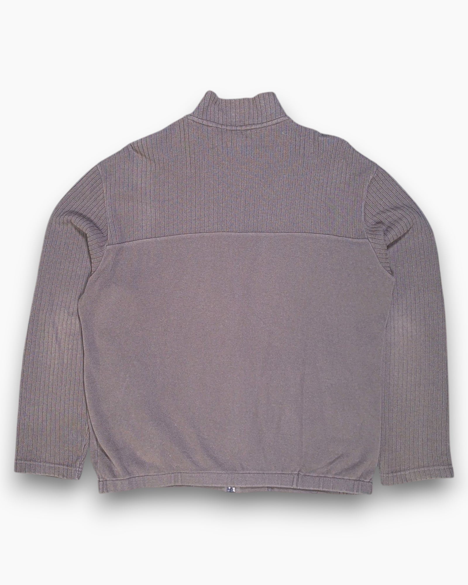 Back Pre-owned FILA Zip-up Sweater – Brown Ribbed Panels