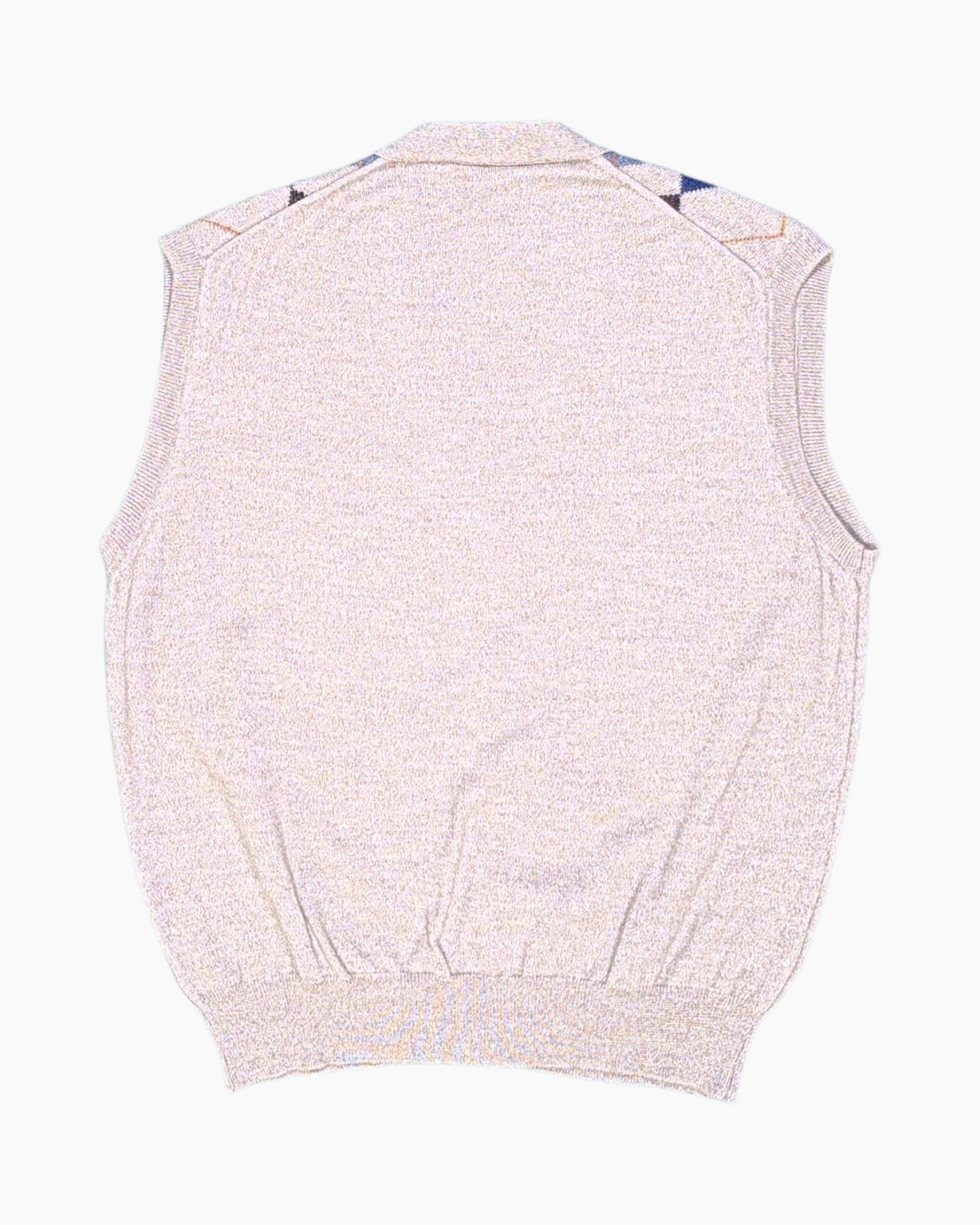 Back Vintage 80s/90s Giovannini Button-up Sweater Vest – Beige Argyle