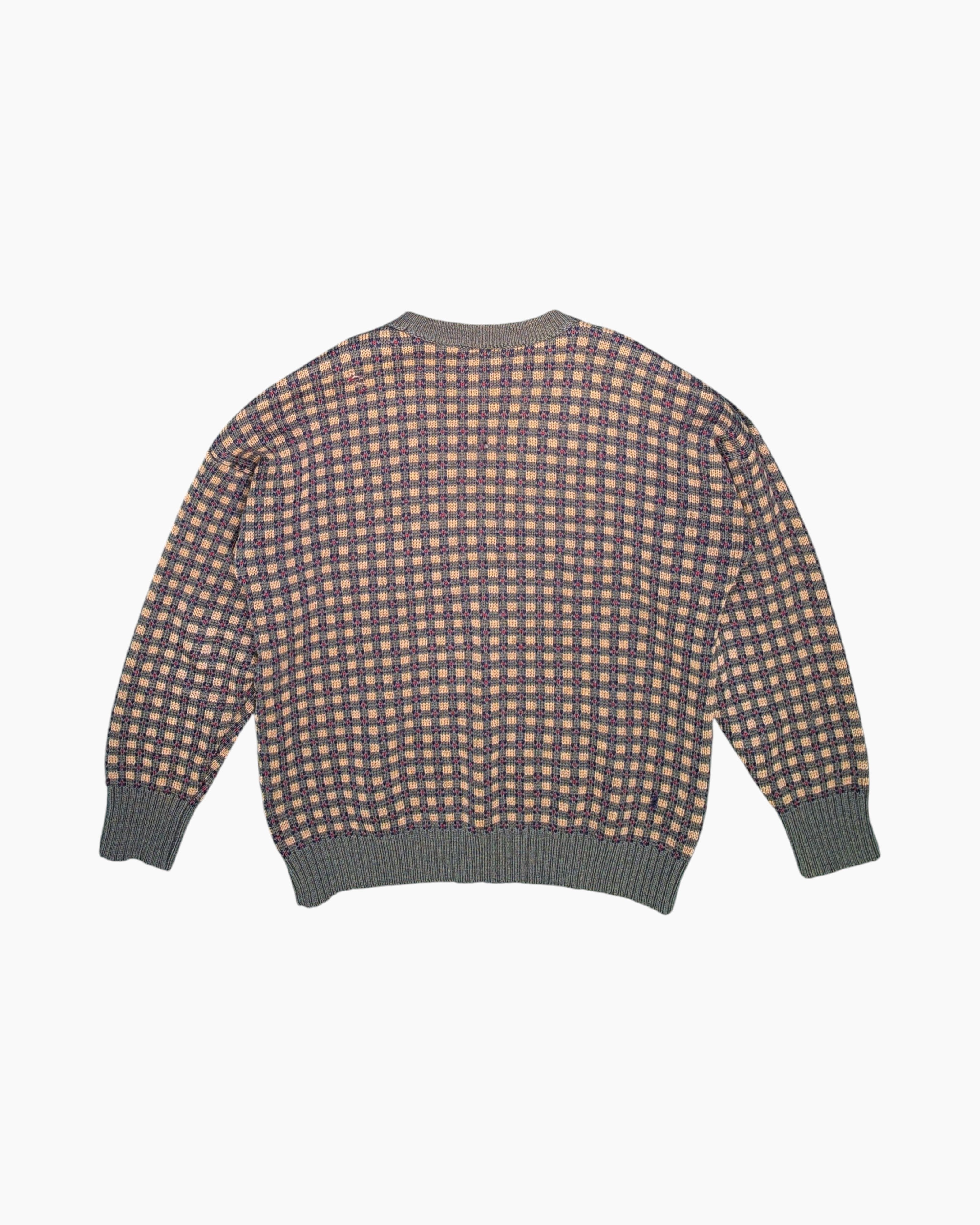 Back Vintage 80s/90s KARRSON Pullover Sweater – Green Jacquard Check