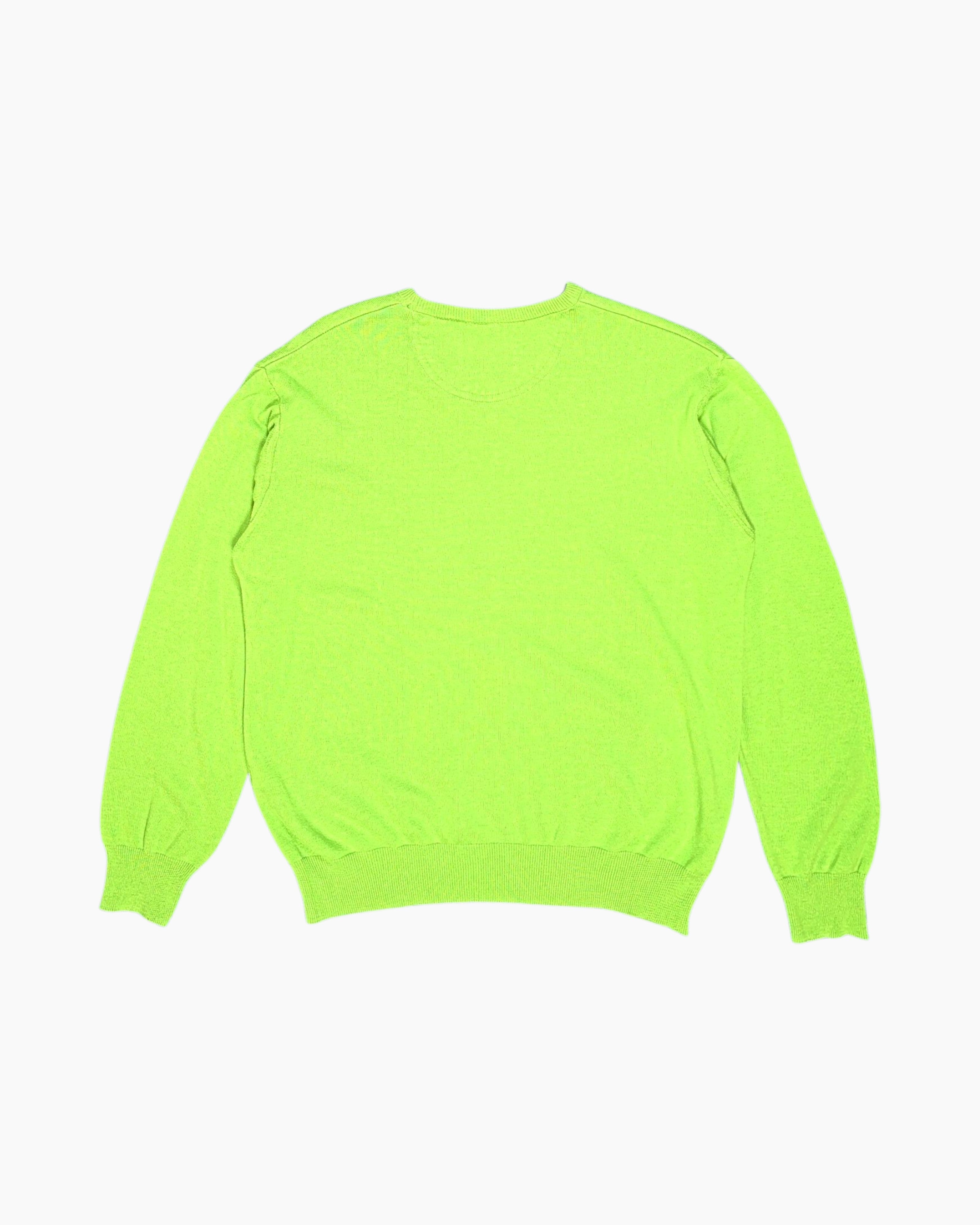 Back Pre-owned LACOSTE Pullover Sweater – Green Neon Crew Neck
