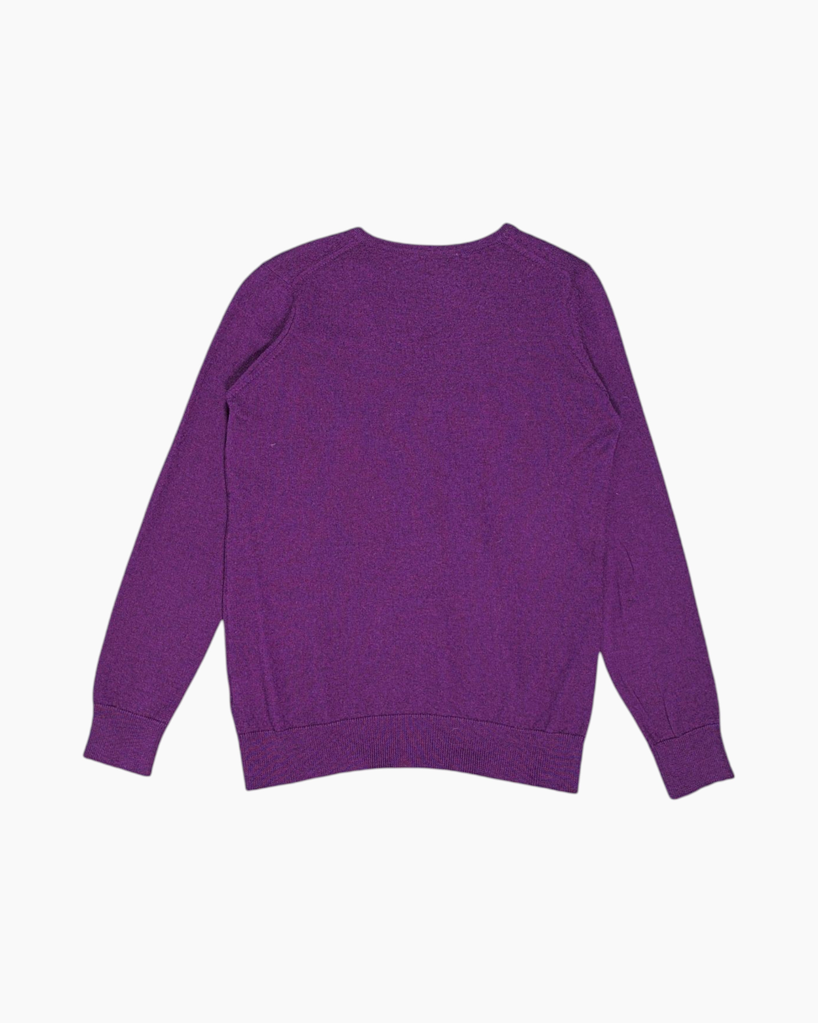 Back Vintage 80s/90s LACOSTE V-Neck Sweater – Purple Crocodile Patch