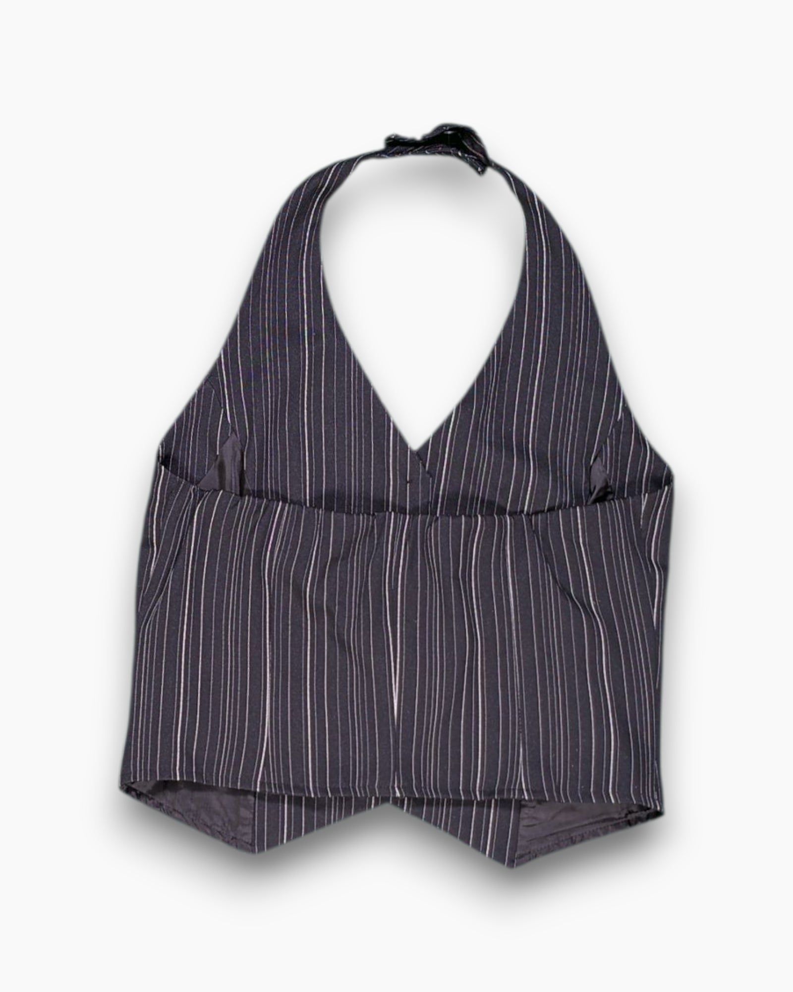 Back Vintage Y2K Laura Scott Waistcoat / Vest – Striped Pinstripe Halter
