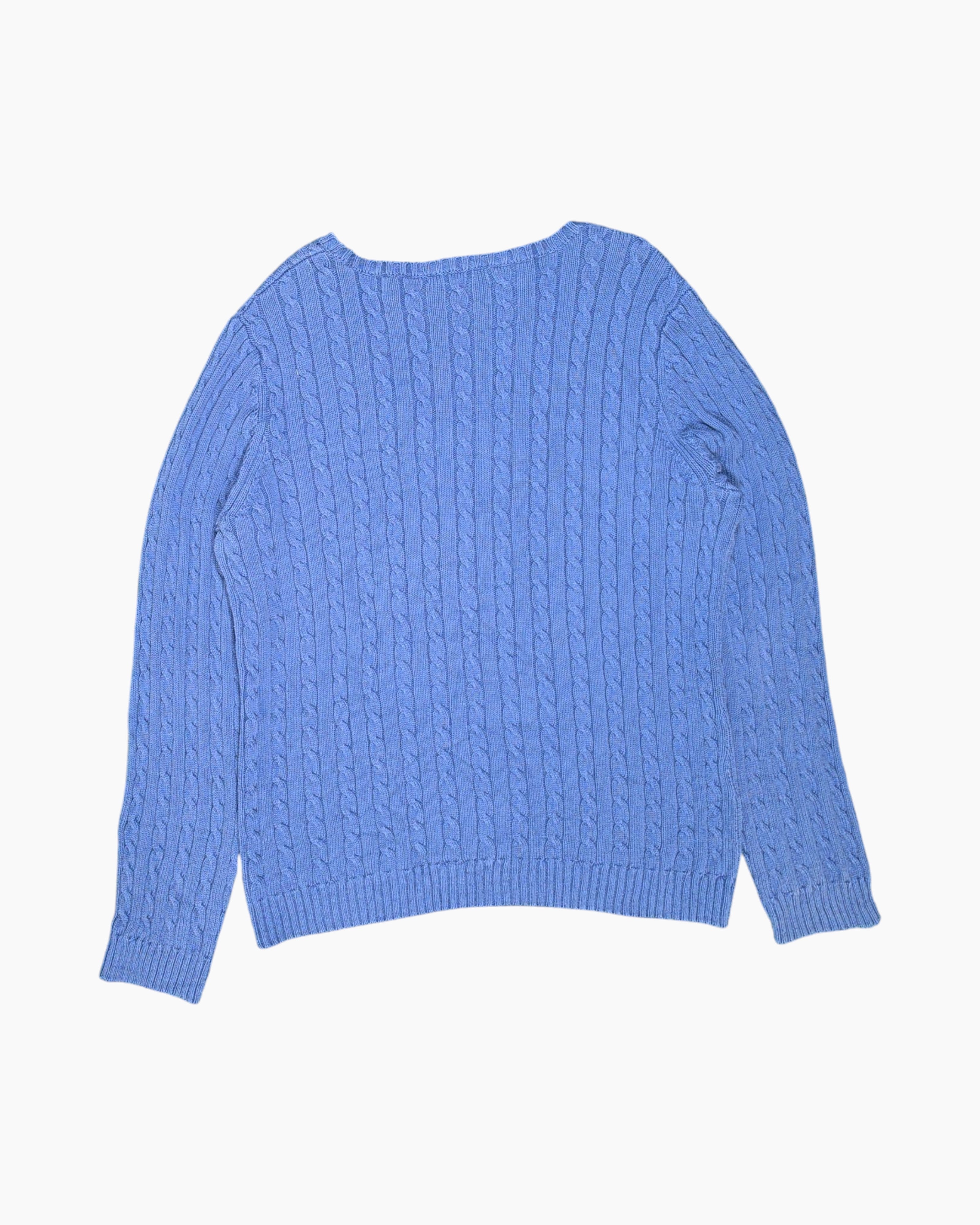 Back Vintage Y2K LAUREN RALPH LAUREN Pullover Sweater – Blue Cable Knit