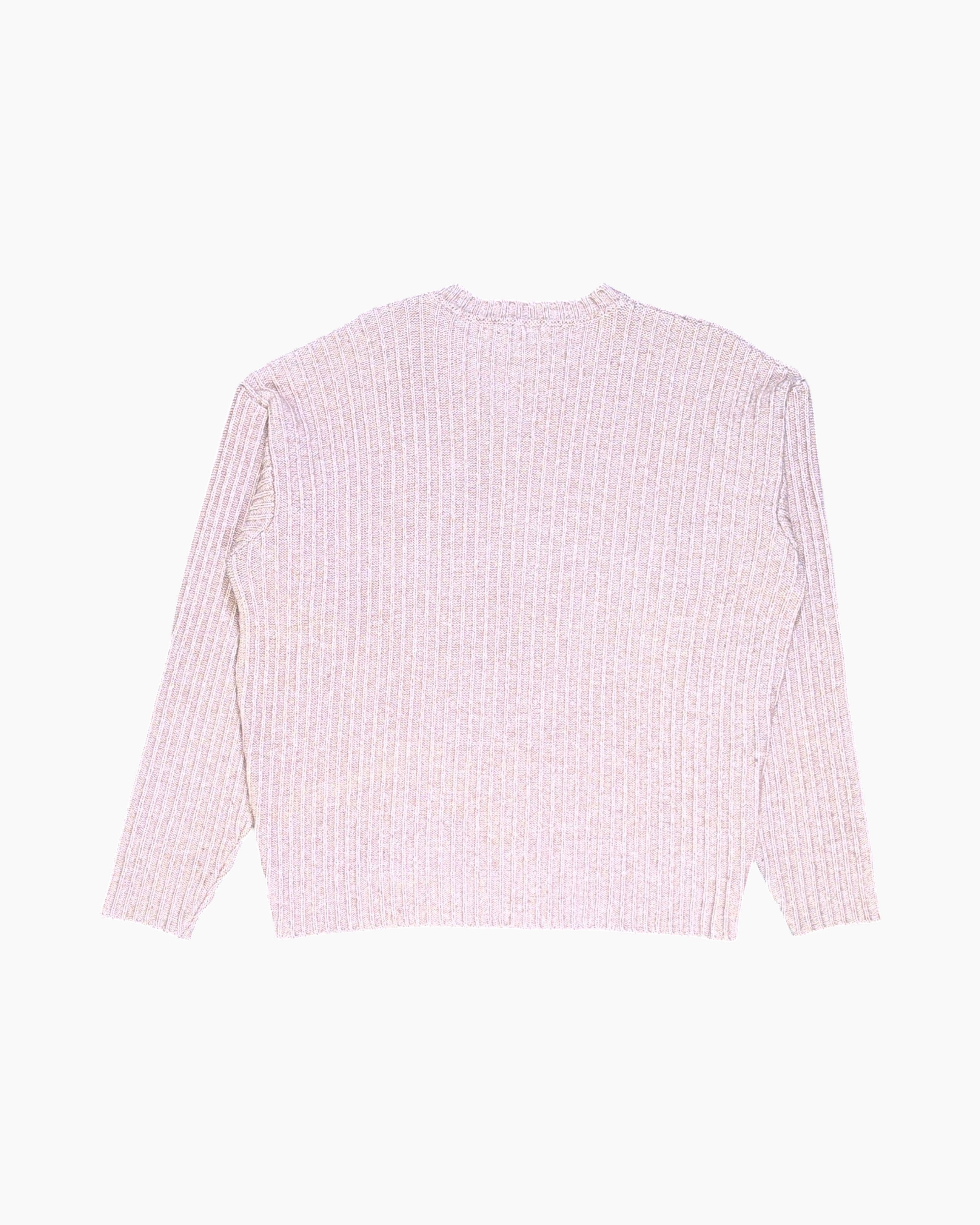 Back Vintage 80s/90s Levi's Pullover Sweater – Cream Rib Knit V‑Neck