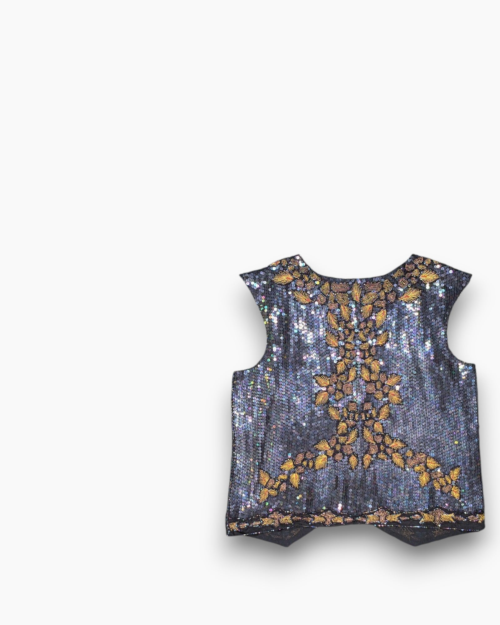 Back Vintage 80s/90s LLON Embellished Sequin Top – Black Beaded Party Shell