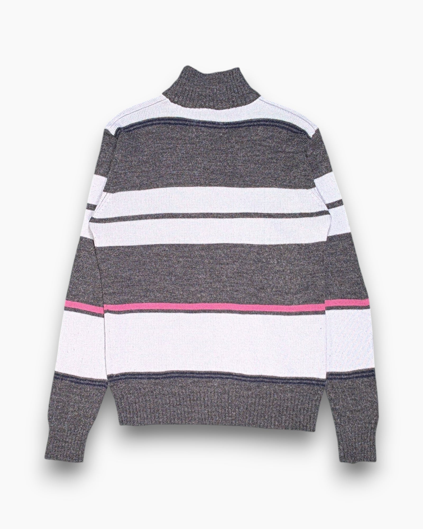 Back Vintage Y2K Lotto Pullover Sweater (half-zip) – Gray Striped