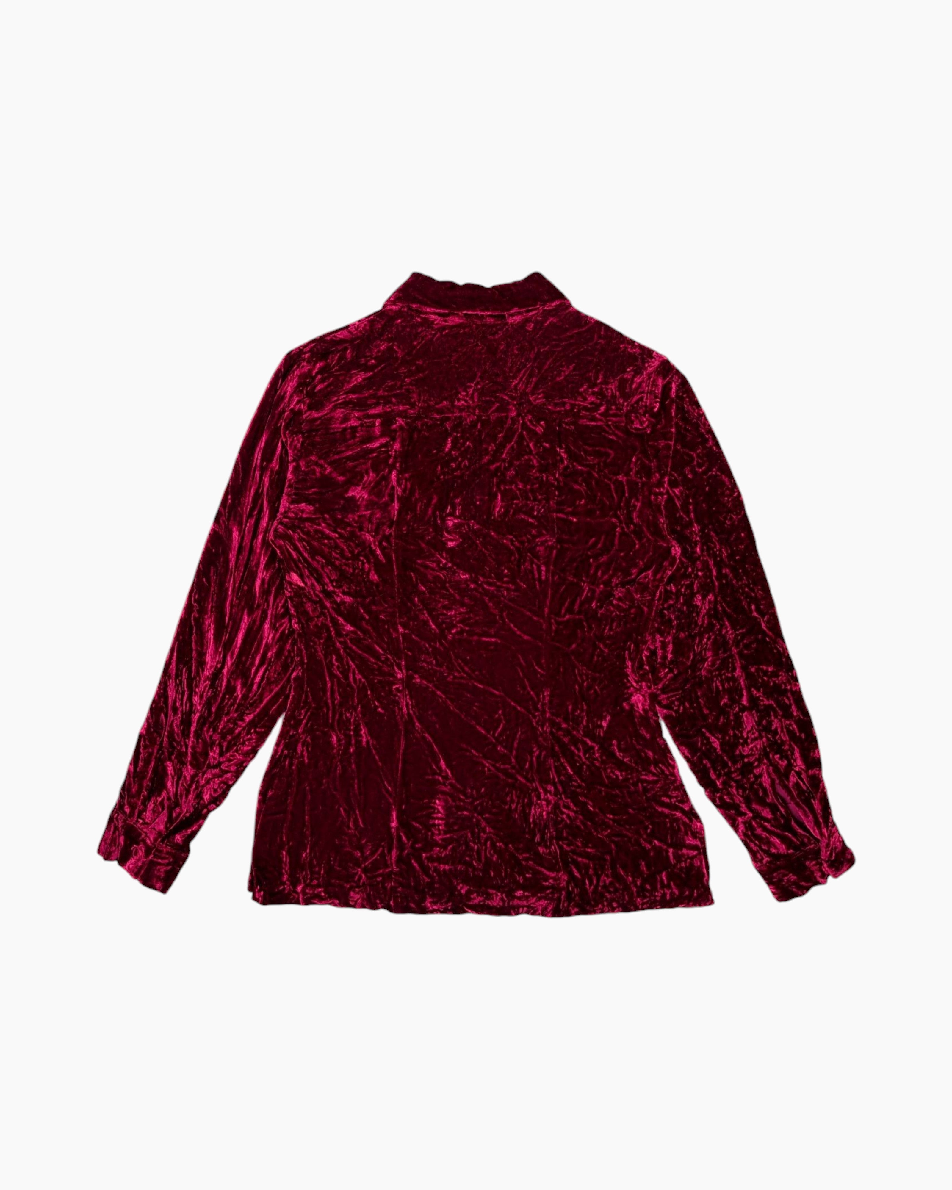 Back Vintage 90s MERONA Long Sleeve Velvet Top – Red Mock Neck